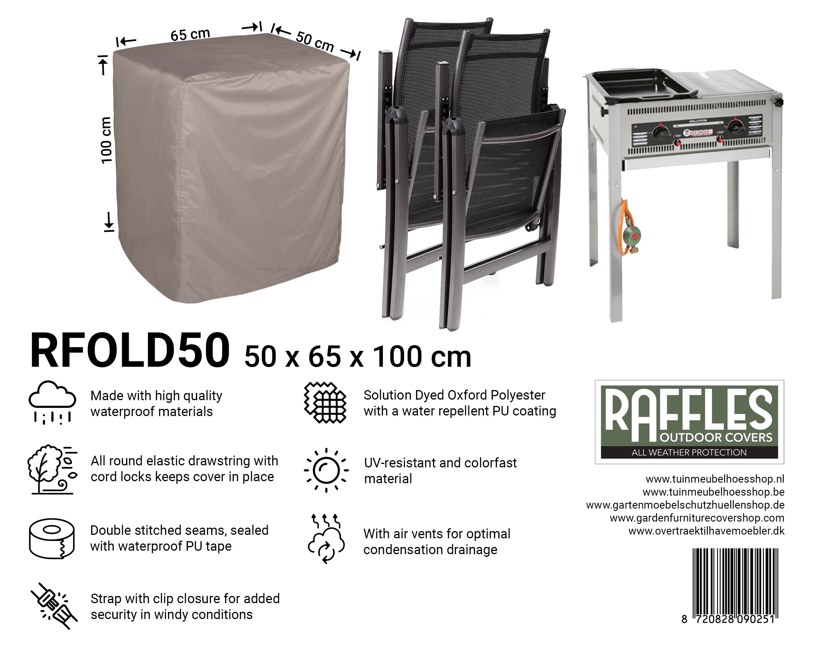 Hoes 50 x 65 H: 100 cm voor camping grill of kampeer BBQ