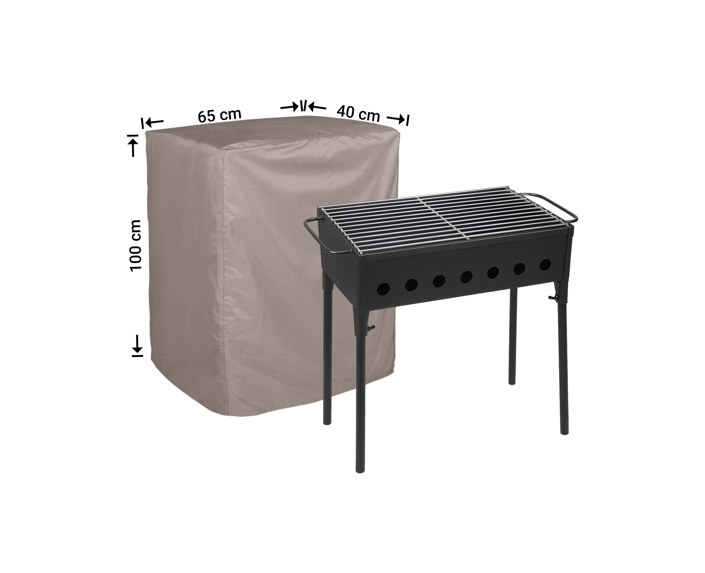 Hoes 65 x 40 H: 100 cm  voor platte BBQ of grill