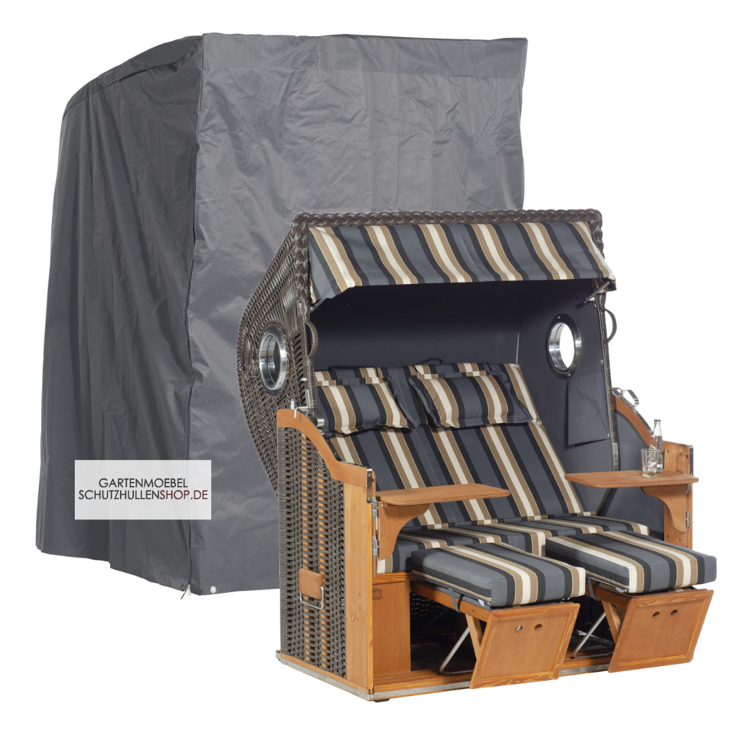 strandkorb-schutzhulle-4 Antraciet beschermhoes, 155 x 105 H: 160 cm, voor 2-zits XL strandkorf