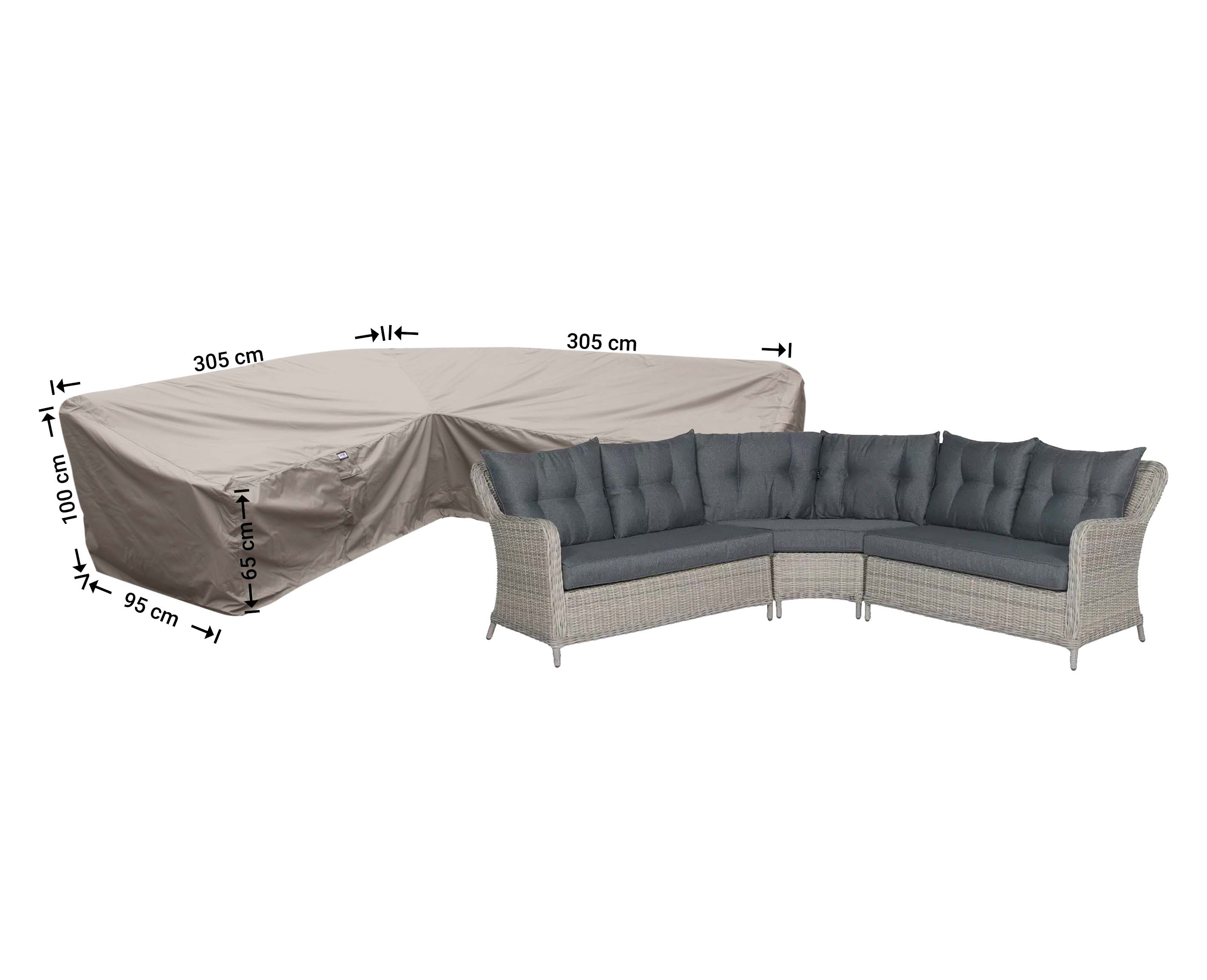 RDLHS305_bank-hoes Hoes hoekbank dining 305 x 305 x 95 H: 100/65 cm