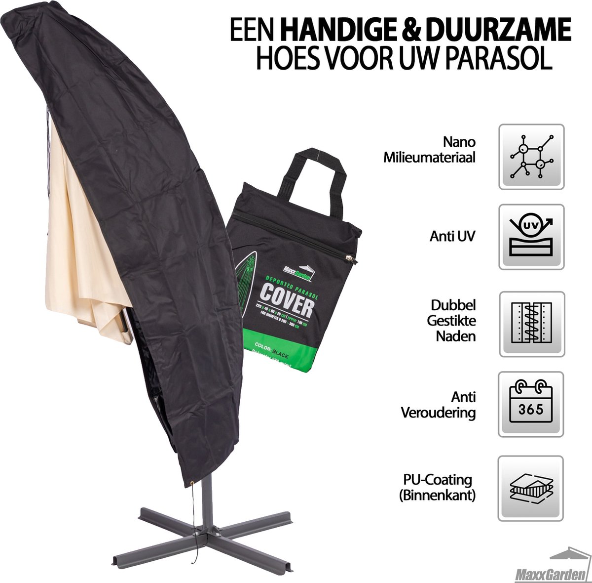 Hoes zweefparasol 220 cm, gebogen model