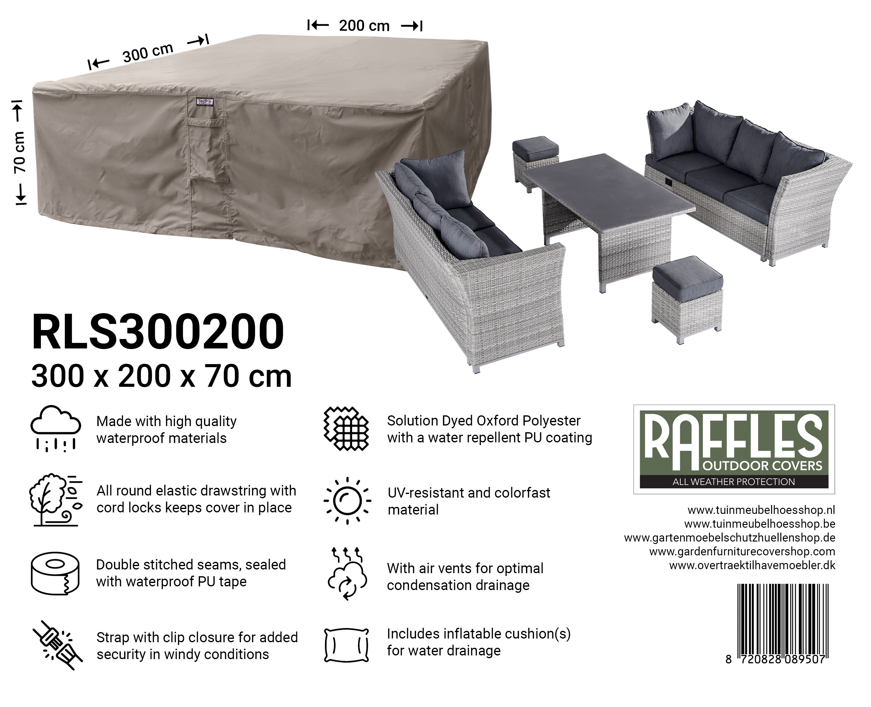 Loungeset beschermhoes 300 x 200 H: 70 cm Loungeset beschermhoes 300 x 200 H: 70 cm