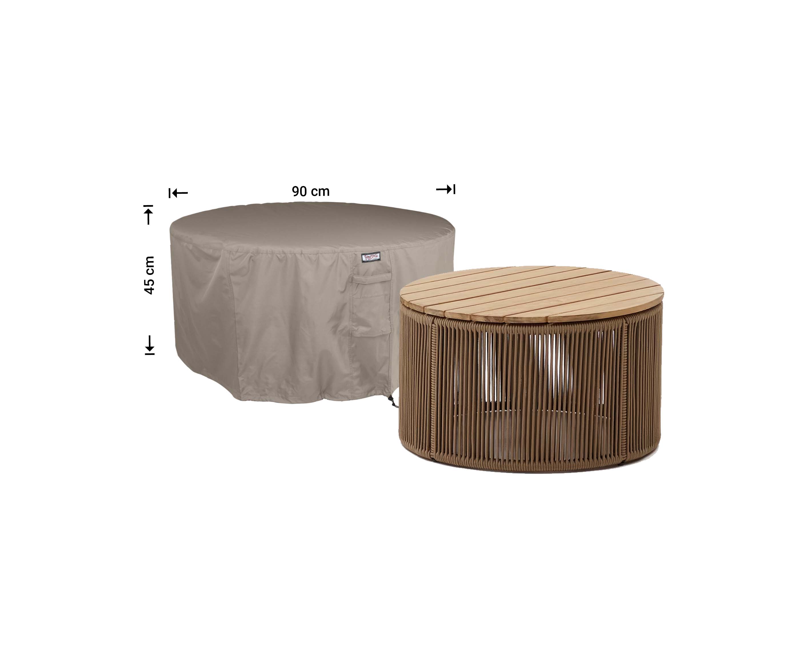 Ronde hoes bijzettafel diam.: 90 cm H: 45 cm Ronde hoes bijzettafel diam.: 90 cm H: 45 cm