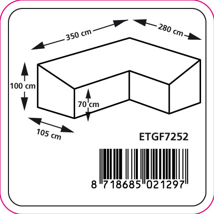 Hoek hoes 350x 280 H: 100 / 70 cm -Loungeset XL- hoog model - L-vorm  Hoek hoes 350x 280 H: 100 / 70 cm -Loungeset XL- hoog model - L-vorm