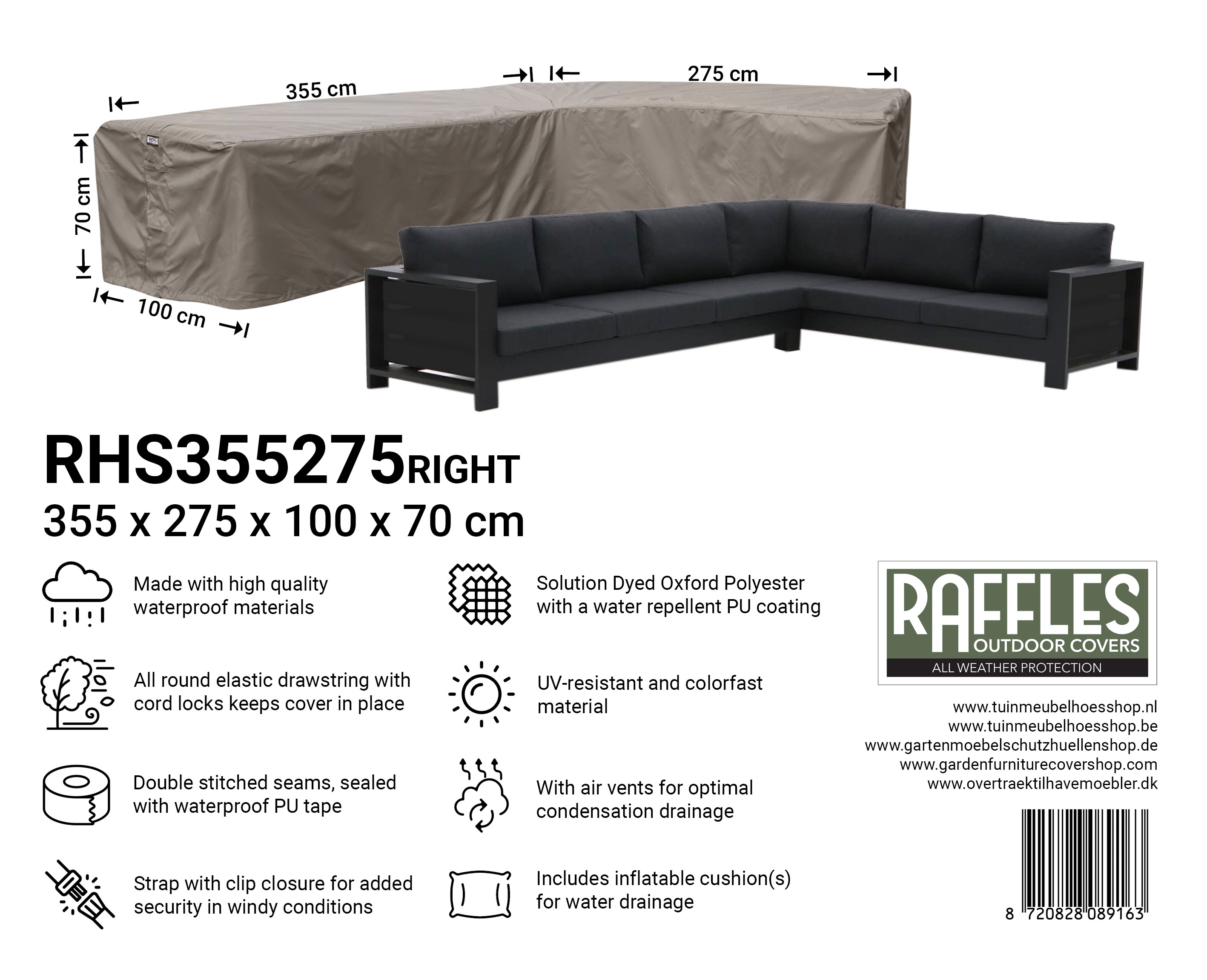 RHS355275right_-8720828089163 RHS355275right hoes hoekbank 355 x 275 x 100 H:70