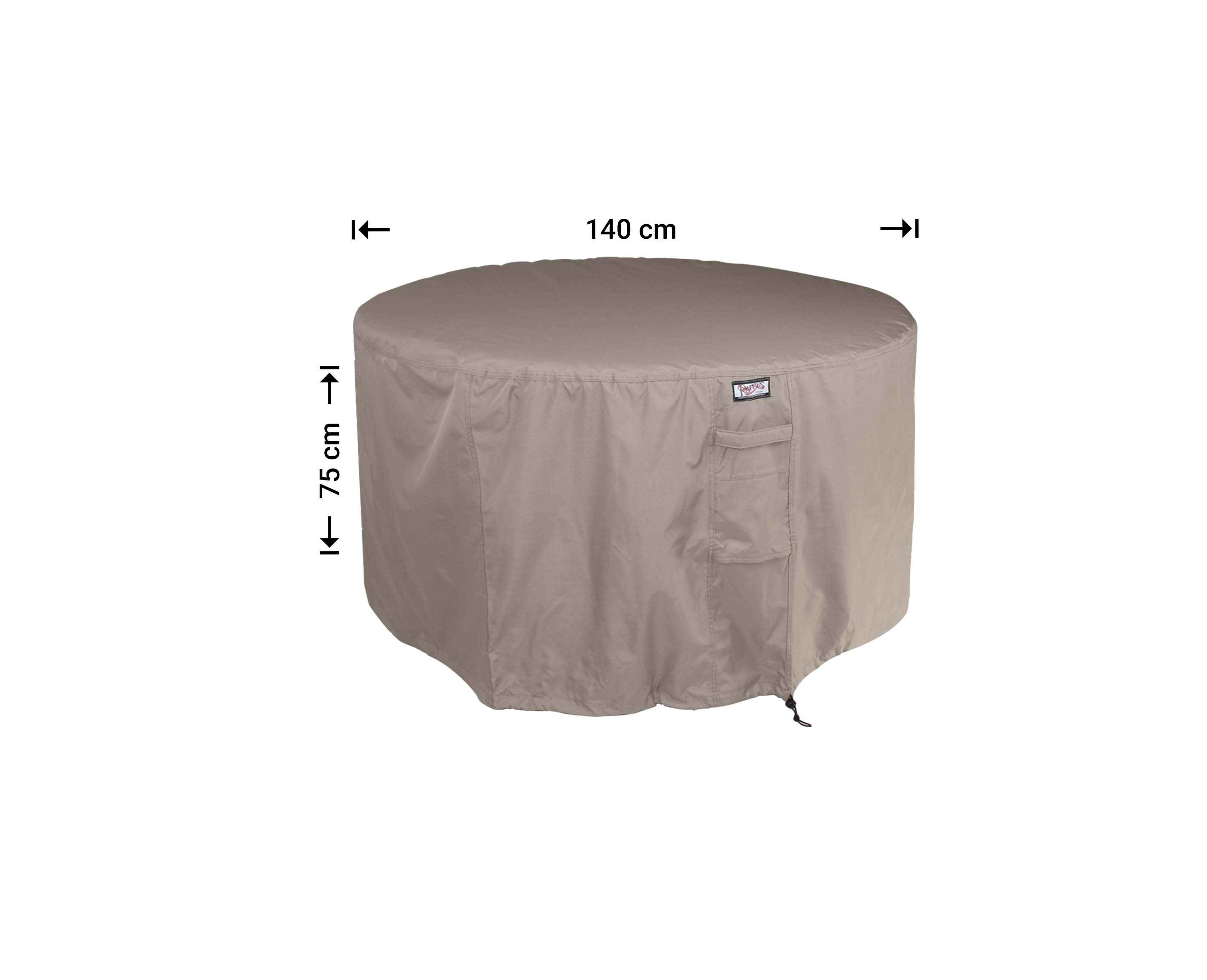 RROUNDT140_hoes-afmetingen-meubel Beschermhoes tafel rond Ø: 140 cm & H: 75 cm