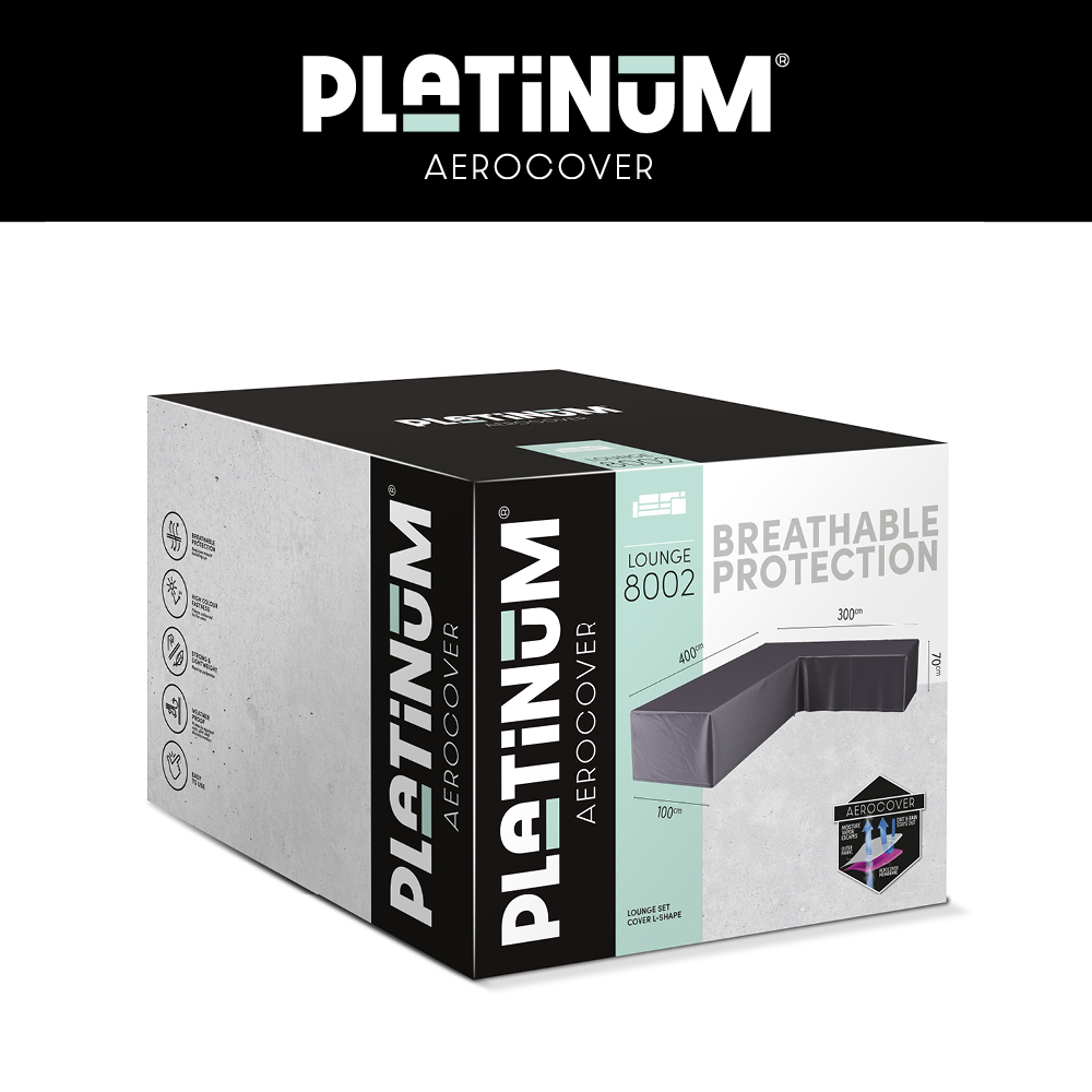 L-vorm hoes 400 x 300 x 100 H: 70 cm - Platinum AeroCover 8002
