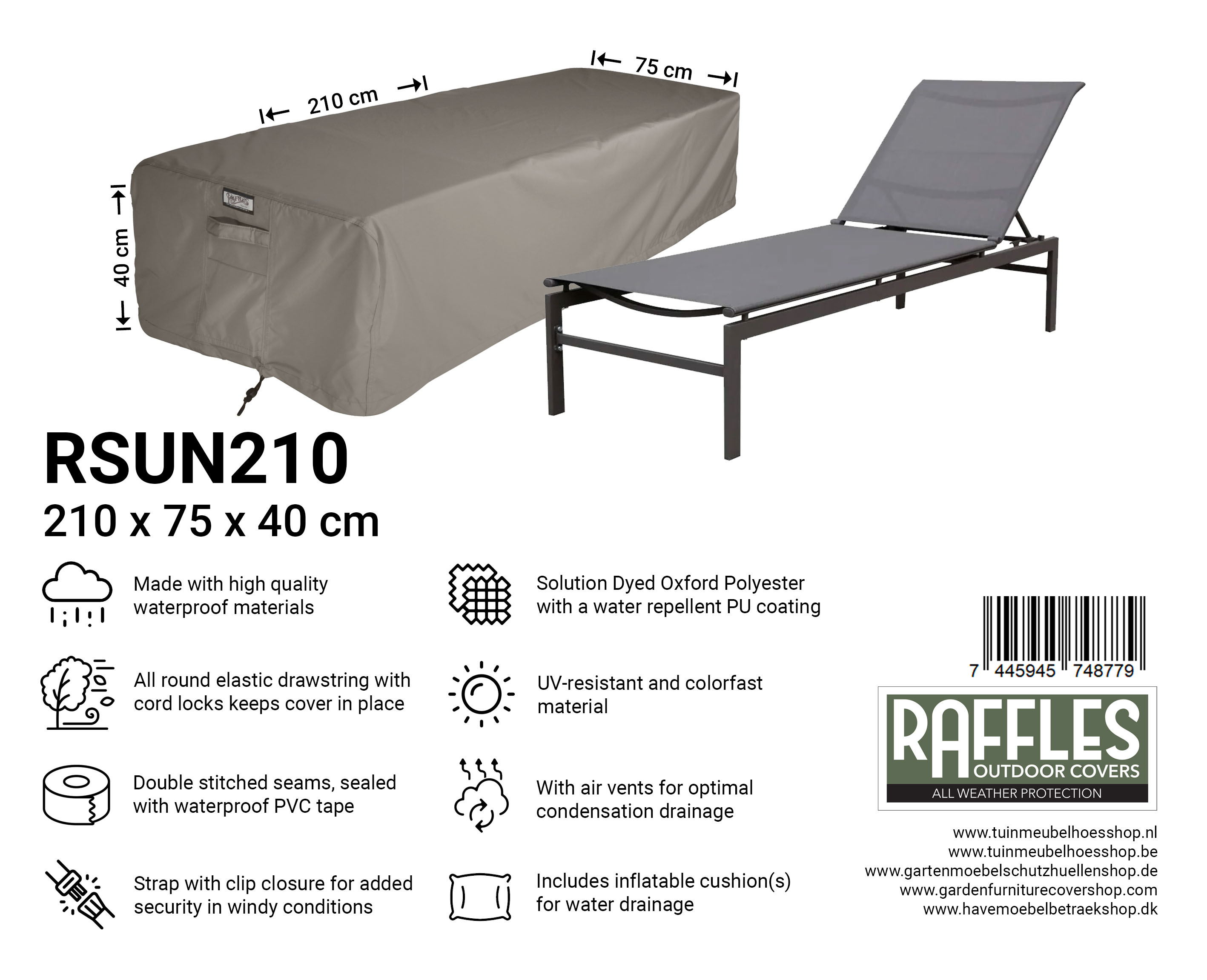 Beschermhoes tuinbank 200 x 75 cm Beschermhoes tuinbank 200 x 75 cm