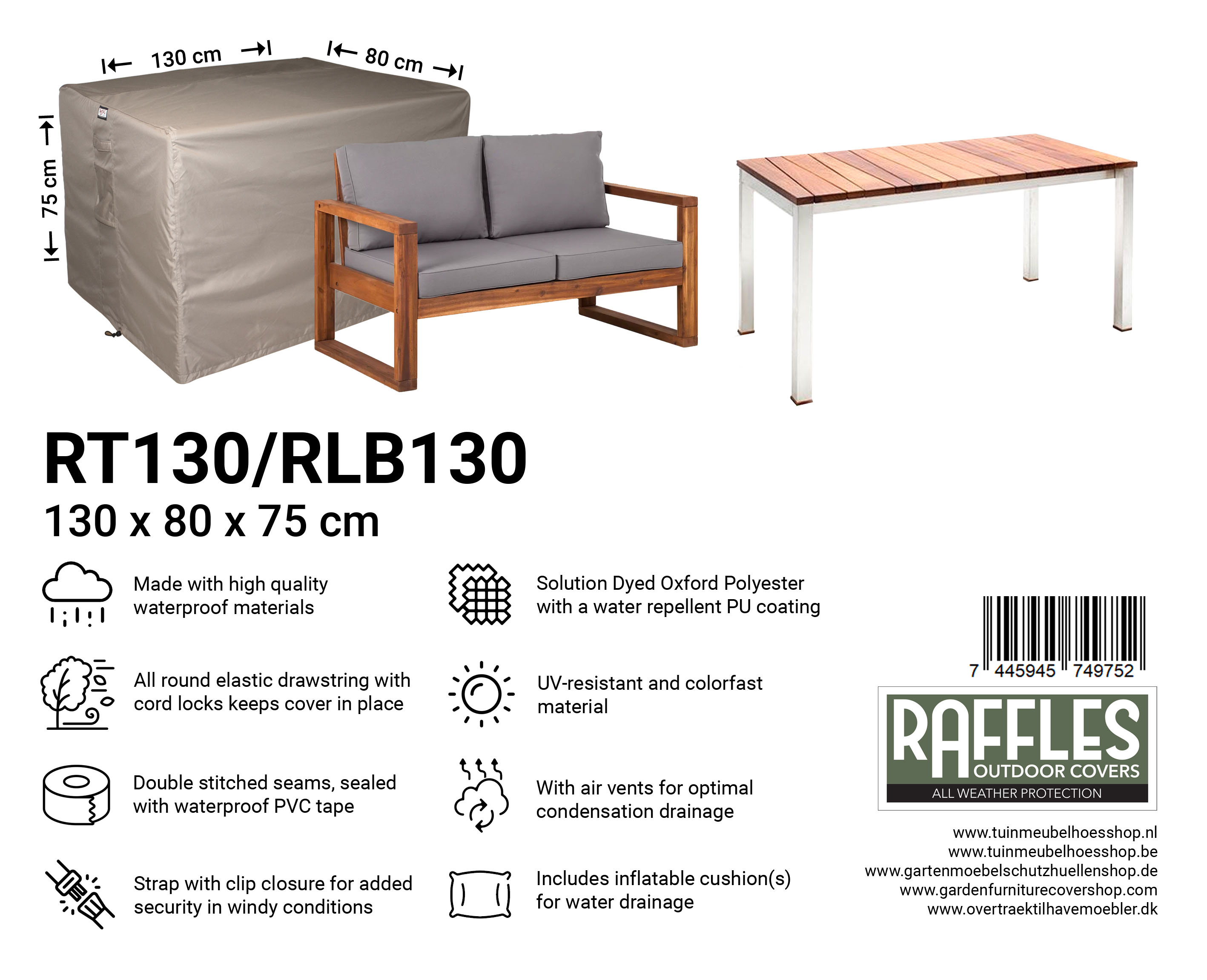 RT130-RLB130_7445945749752-74459457417709dXjp3AaNaWzH Afdekhoes loungebank 130 x 80 H: 75 cm