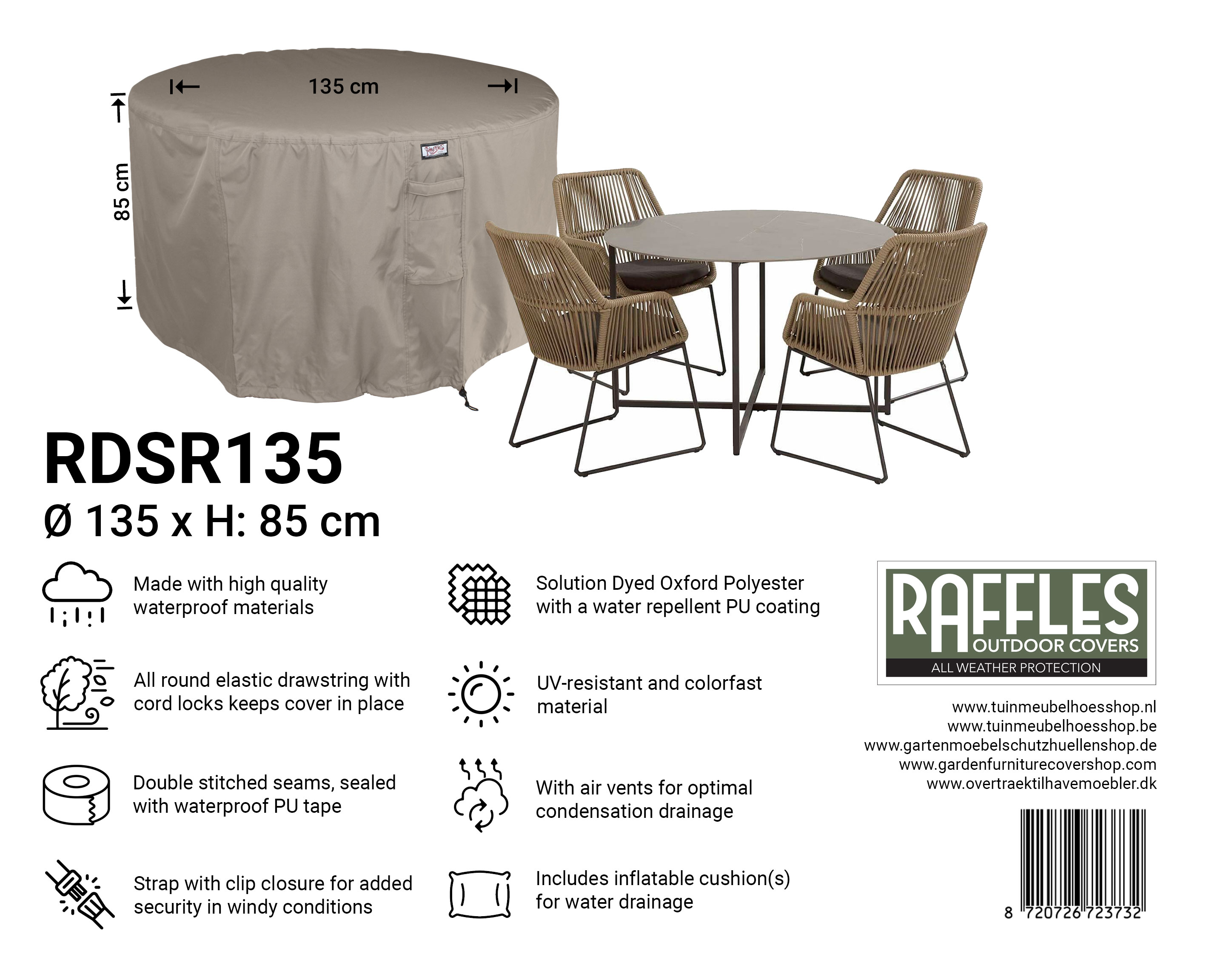 Ronde tuinsethoes Ø: 135 cm & H: 85 cm Ronde tuinsethoes Ø: 135 cm & H: 85 cm
