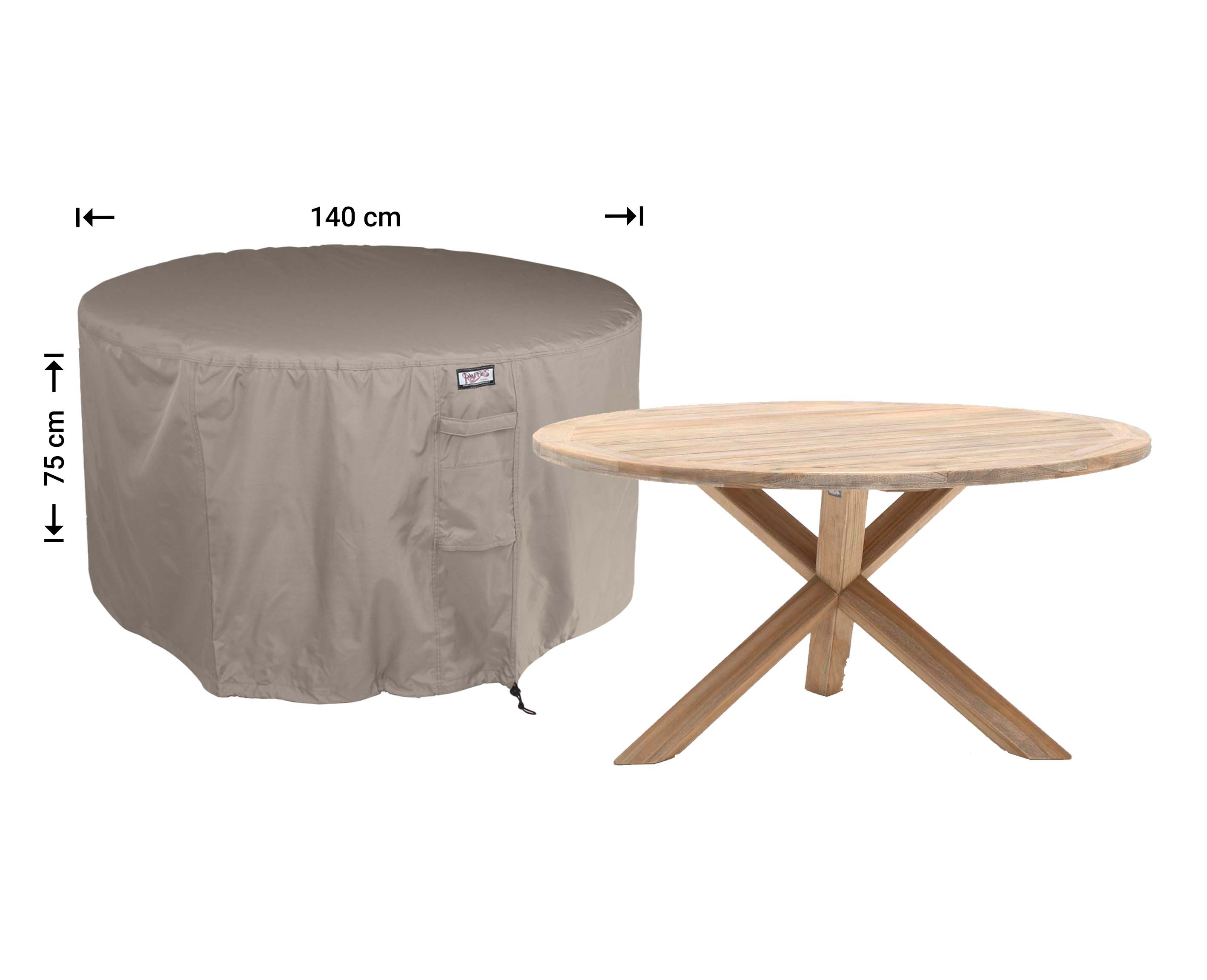 RROUNDT140_hoes-afmetingen Beschermhoes tafel rond Ø: 140 cm & H: 75 cm