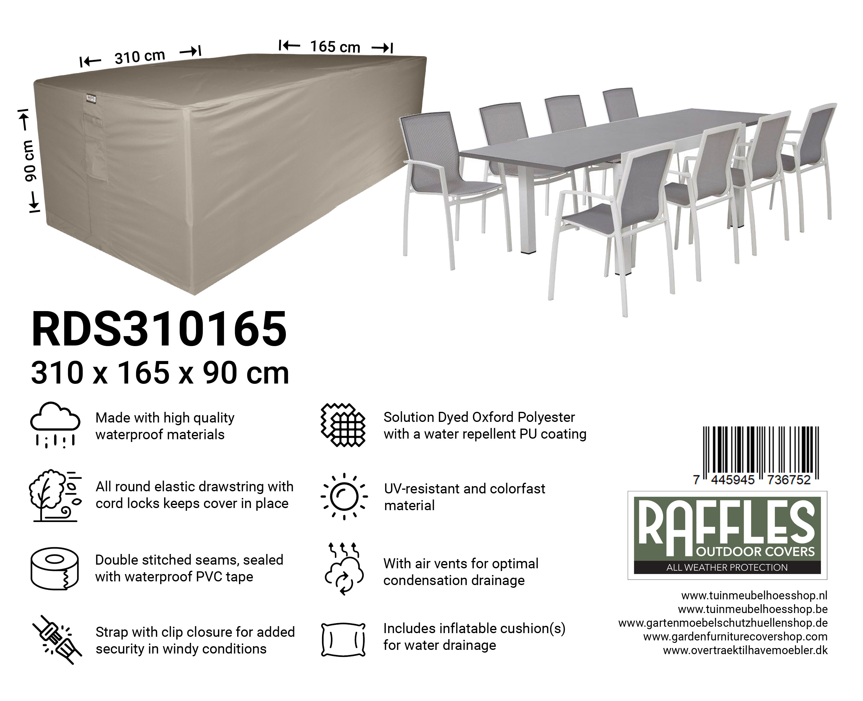 RDS310165_7445945736752l8UEhd9XAX39g RDS310165 hoes tuinset 310 x 165 H: 90 cm