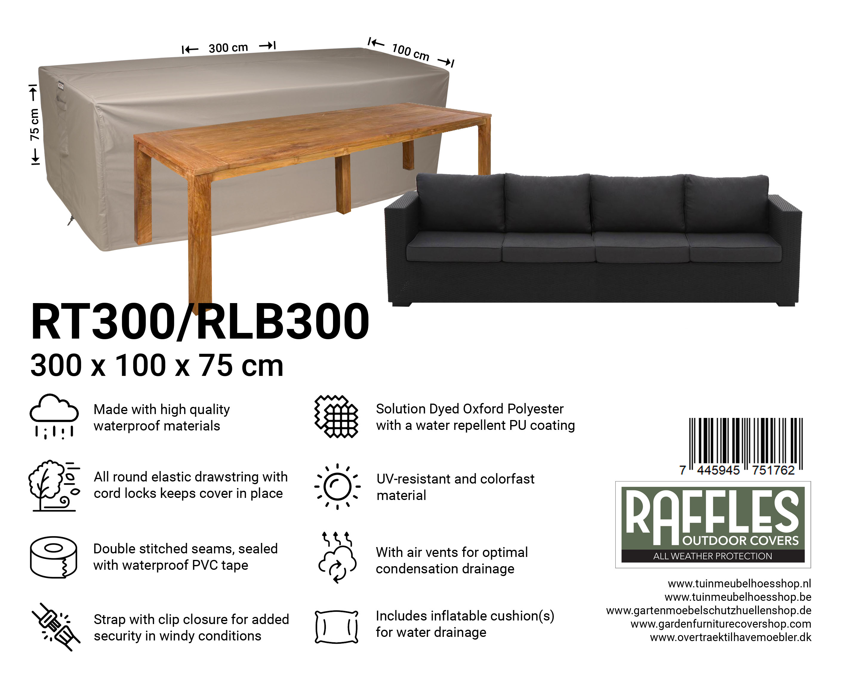 RT300-RLB300_7445945751762-7445945744702b43sK3jjTKIC5 Hoes voor loungebank 300 x 100 H: 75 cm