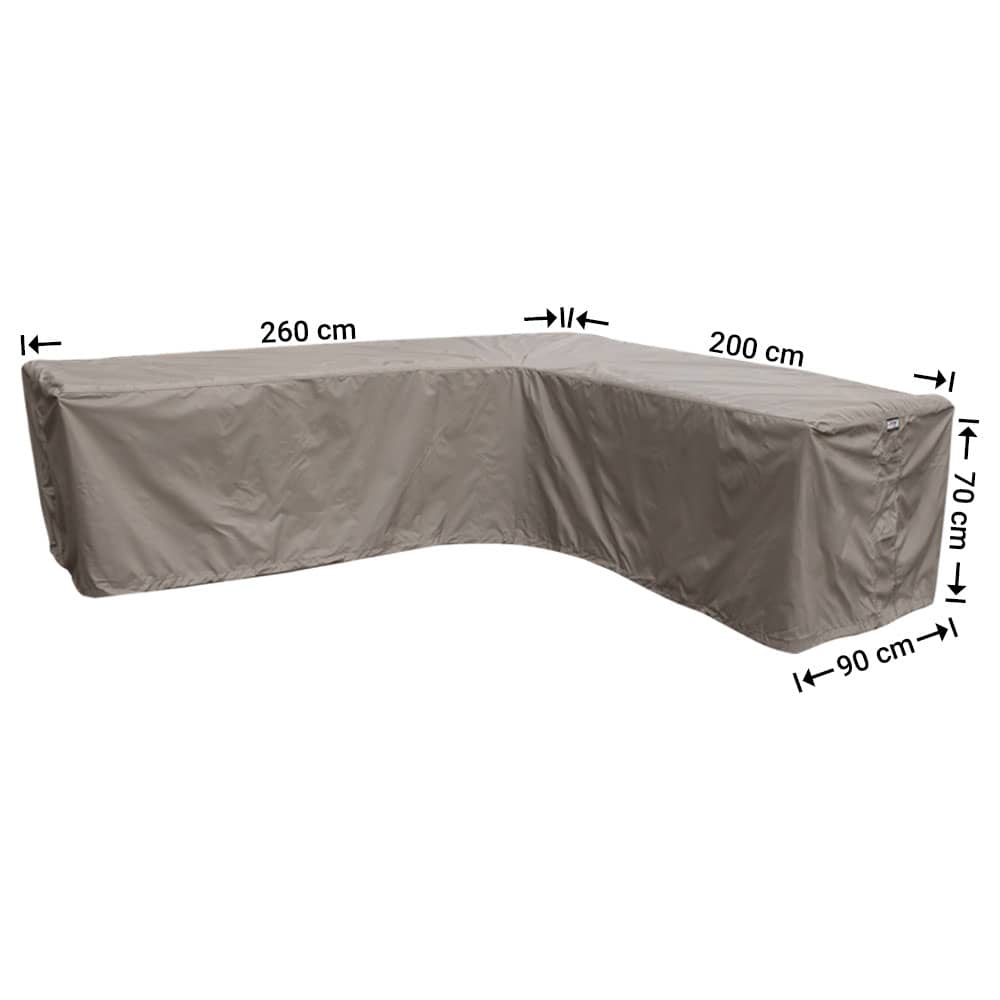 RHS260200right2V1VrarZi2gFq Beschermhoes voor tuin hoekbank 260 x 200 x 90 H: 70 cm
