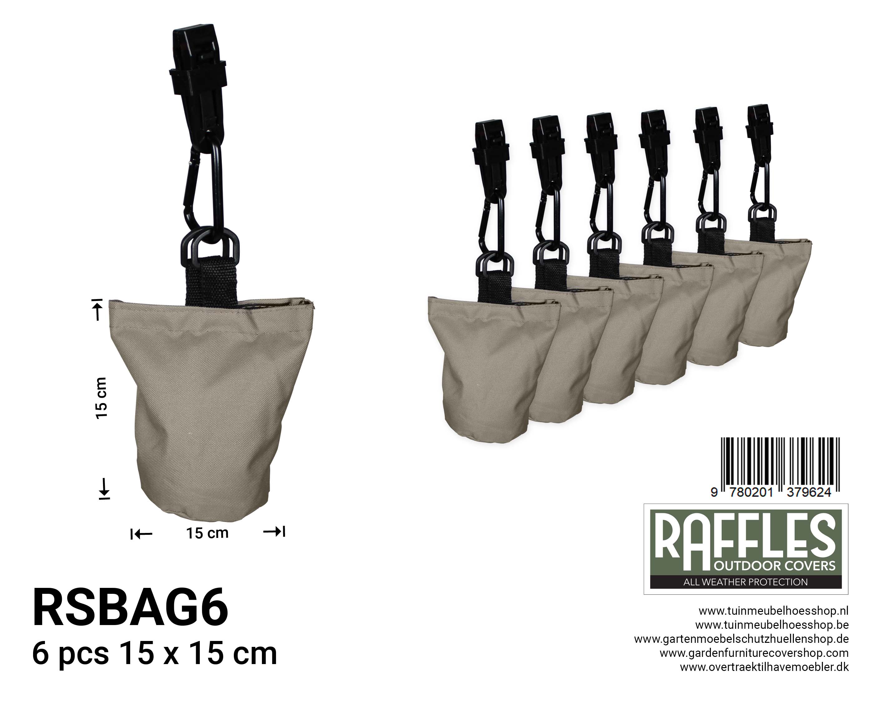 RSBAG6rFG61OkMO1Tu3 6 zandzakjes tegen op  of weg waaien van uw beschermhoes