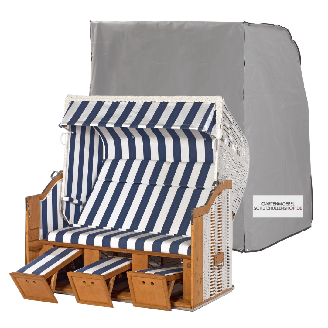 strandkorb-schutzhulle-11 Grijze beschermhoes, 170 x 114 H: 154 cm, voor 3-zits strandkorf