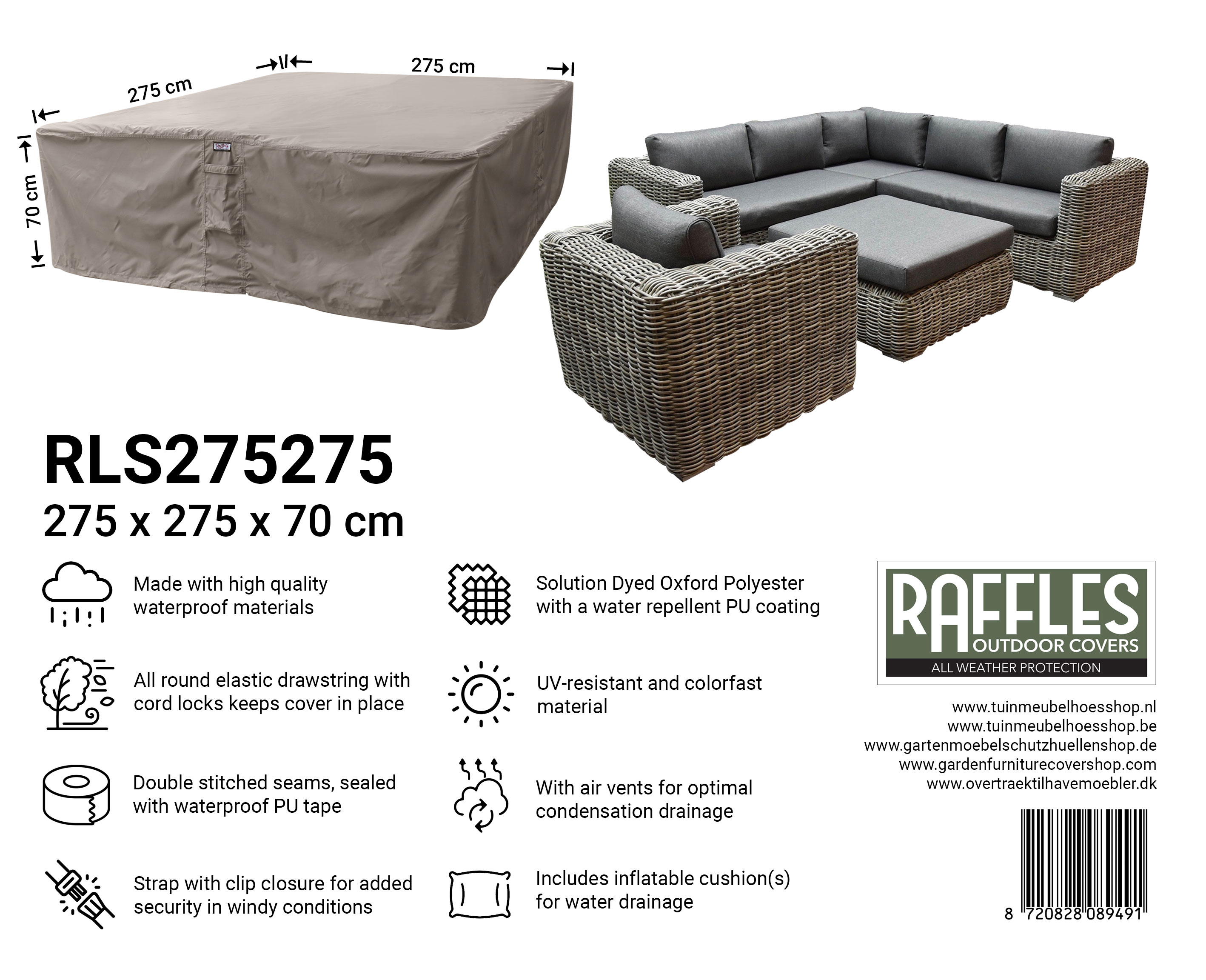 RLS275275_8720828089491 RLS275275 hoes lounge set 275 x 275 H: 70 cm