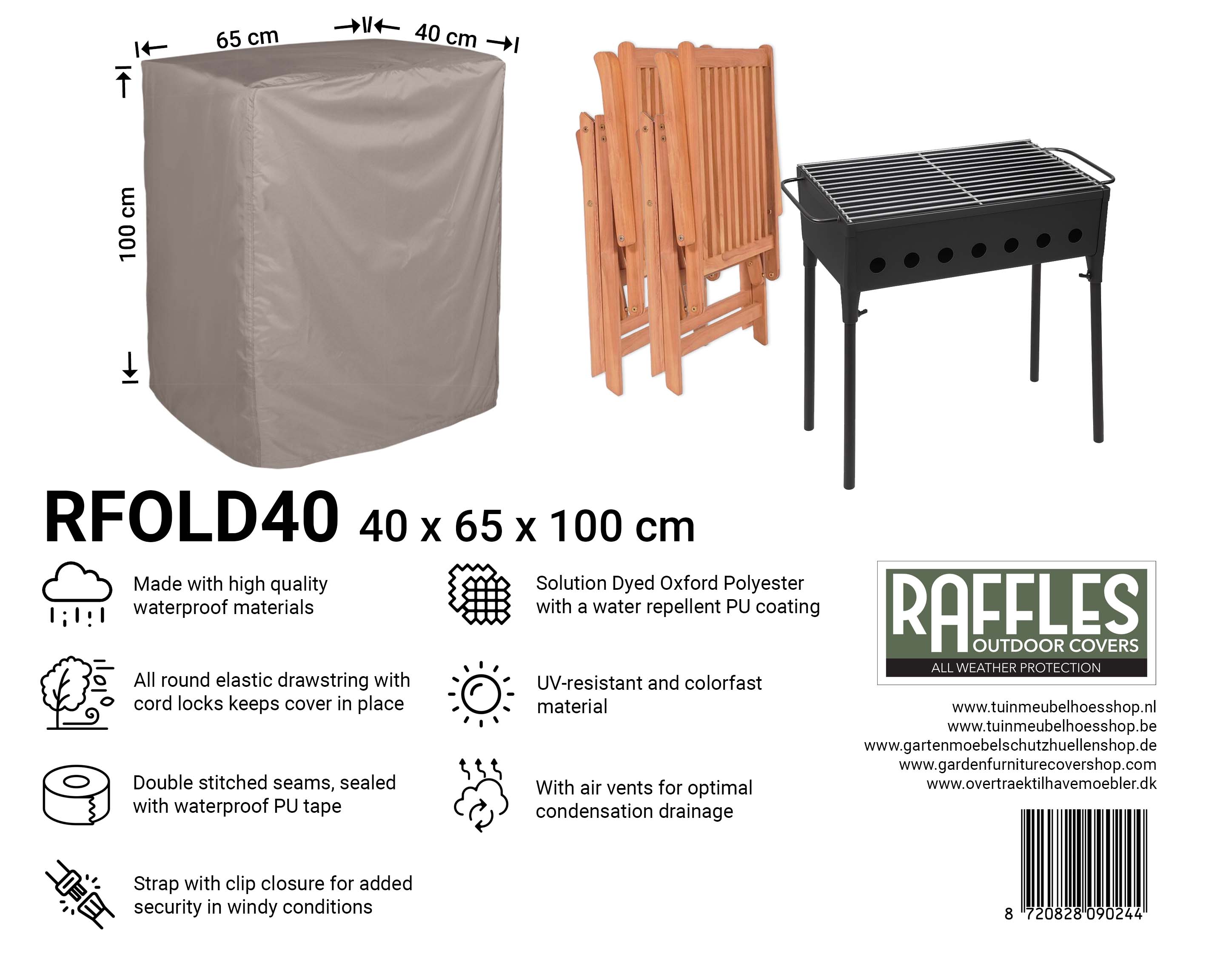 Hoes 65 x 40 H: 100 cm  voor platte BBQ of grill