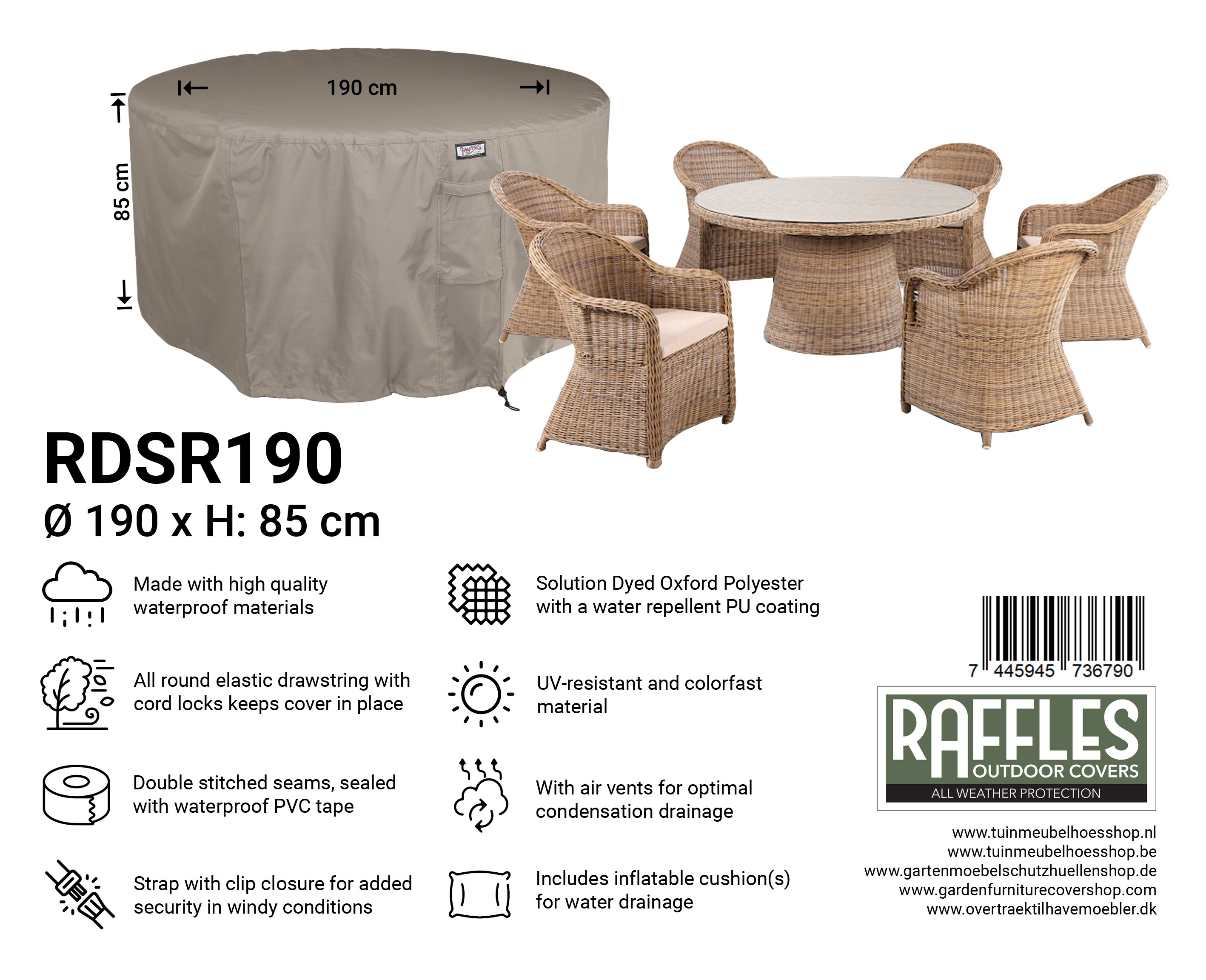 RDSR190_7445945736790m8DDsCYn8S0hJ RDSR190 hoes ronde tuinset Ø 190 H: 85 cm