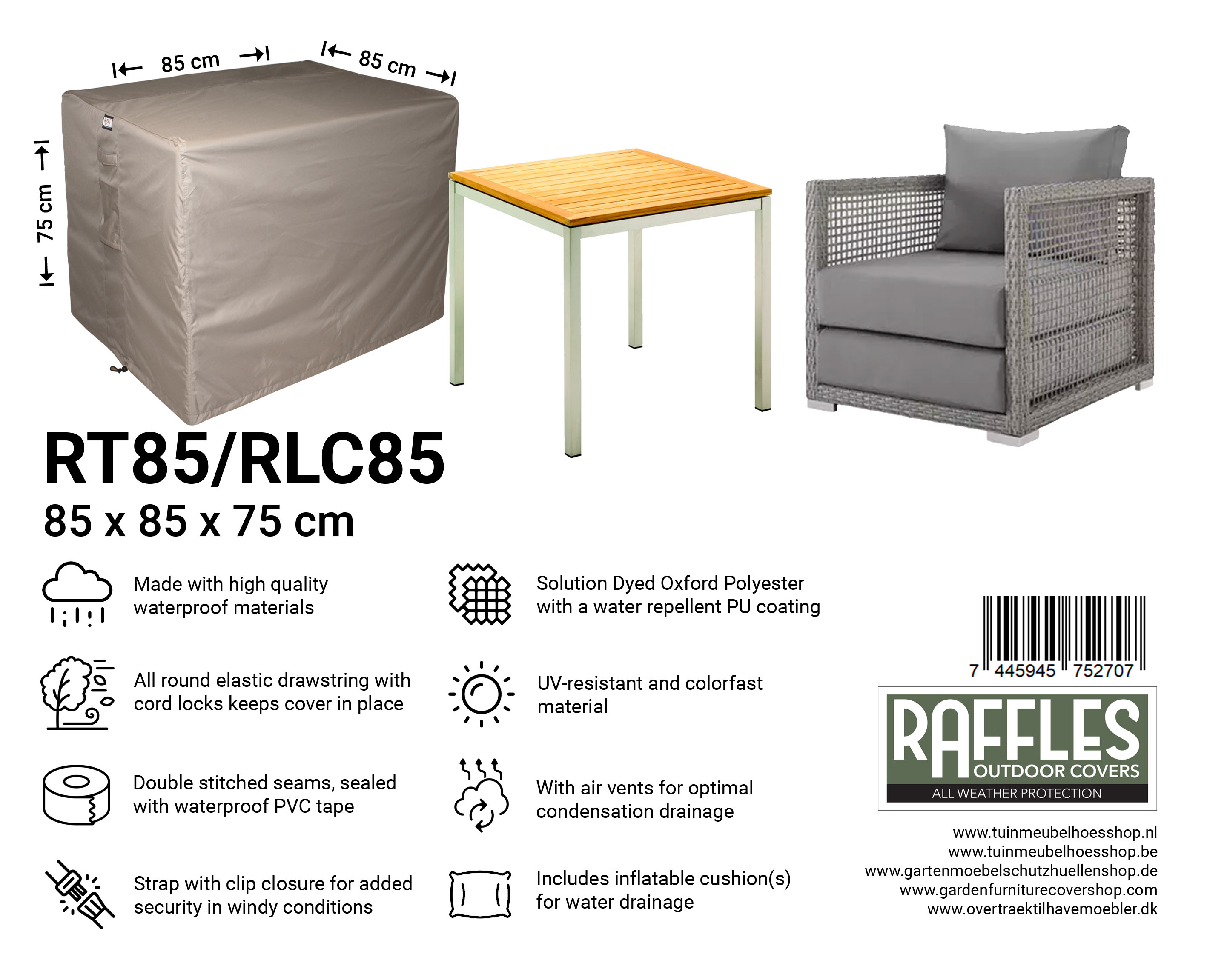 RT85-RLC85_7445945752707-7445945745716HcGDqm9ANTl3J Vierkante tuintafelhoes 85 x 85 H: 75 cm