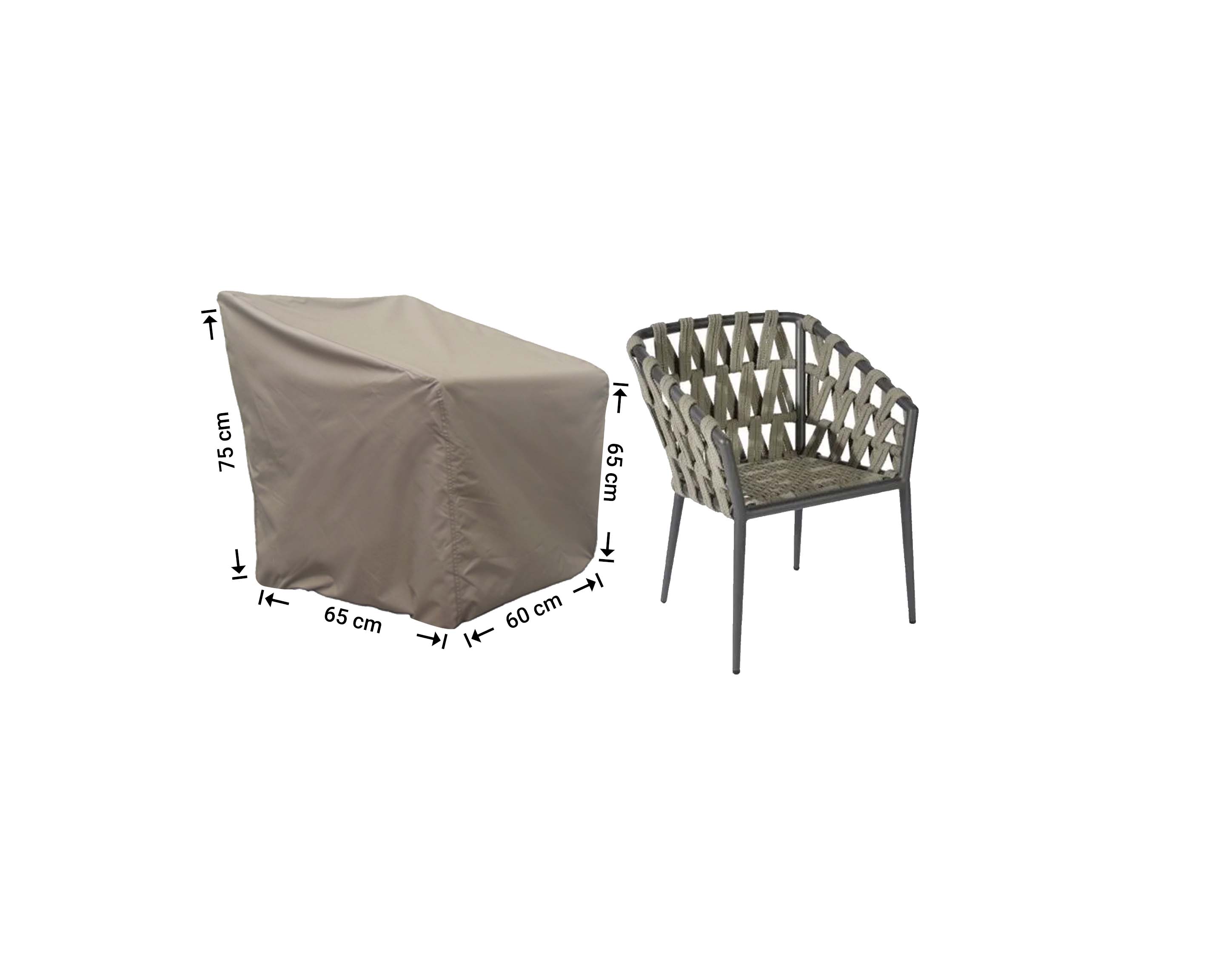 Hoes kleine tuinstoel 65 x 65 H: 75/60 cm