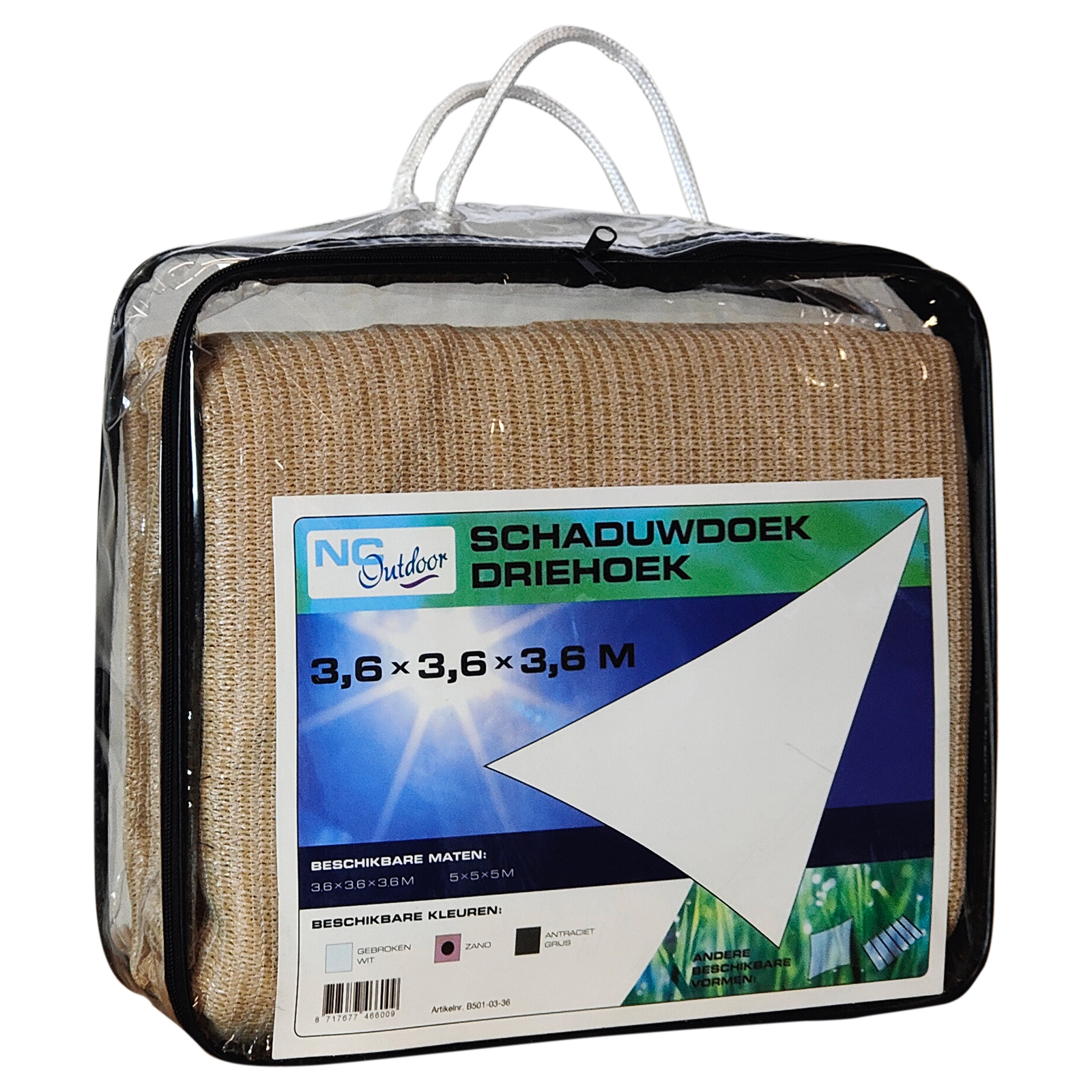 Schaduwdoek NC Outdoor 3,6  m - zand packaging