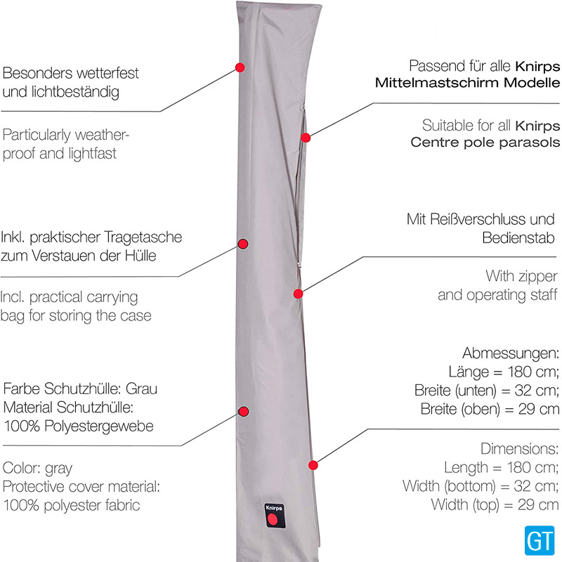 Knirps-hoes parasol H: 182 cm