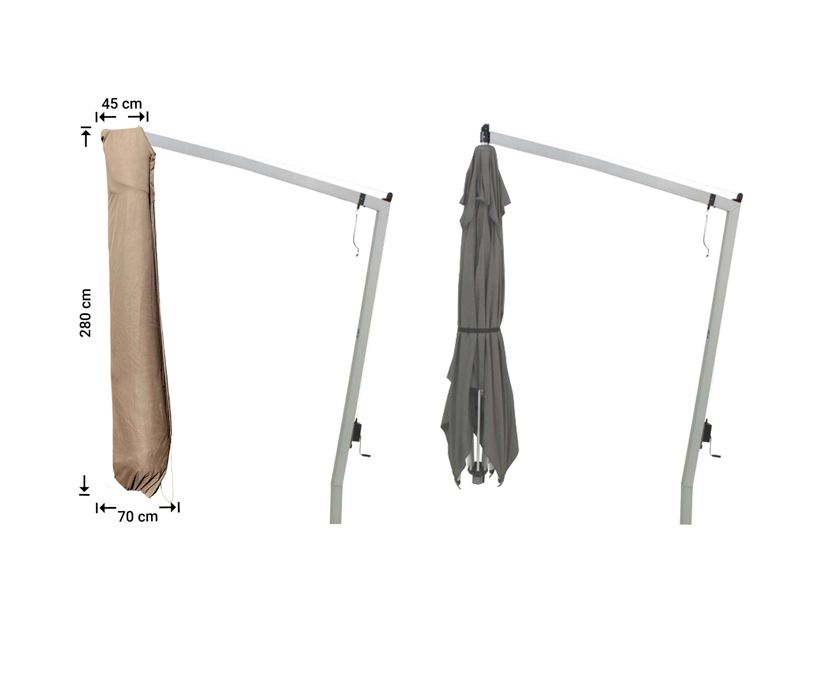 RHUS280_hoes-afmetingen-meubel Beschermhoes voor parasoldoek H: 280 B: 45/70