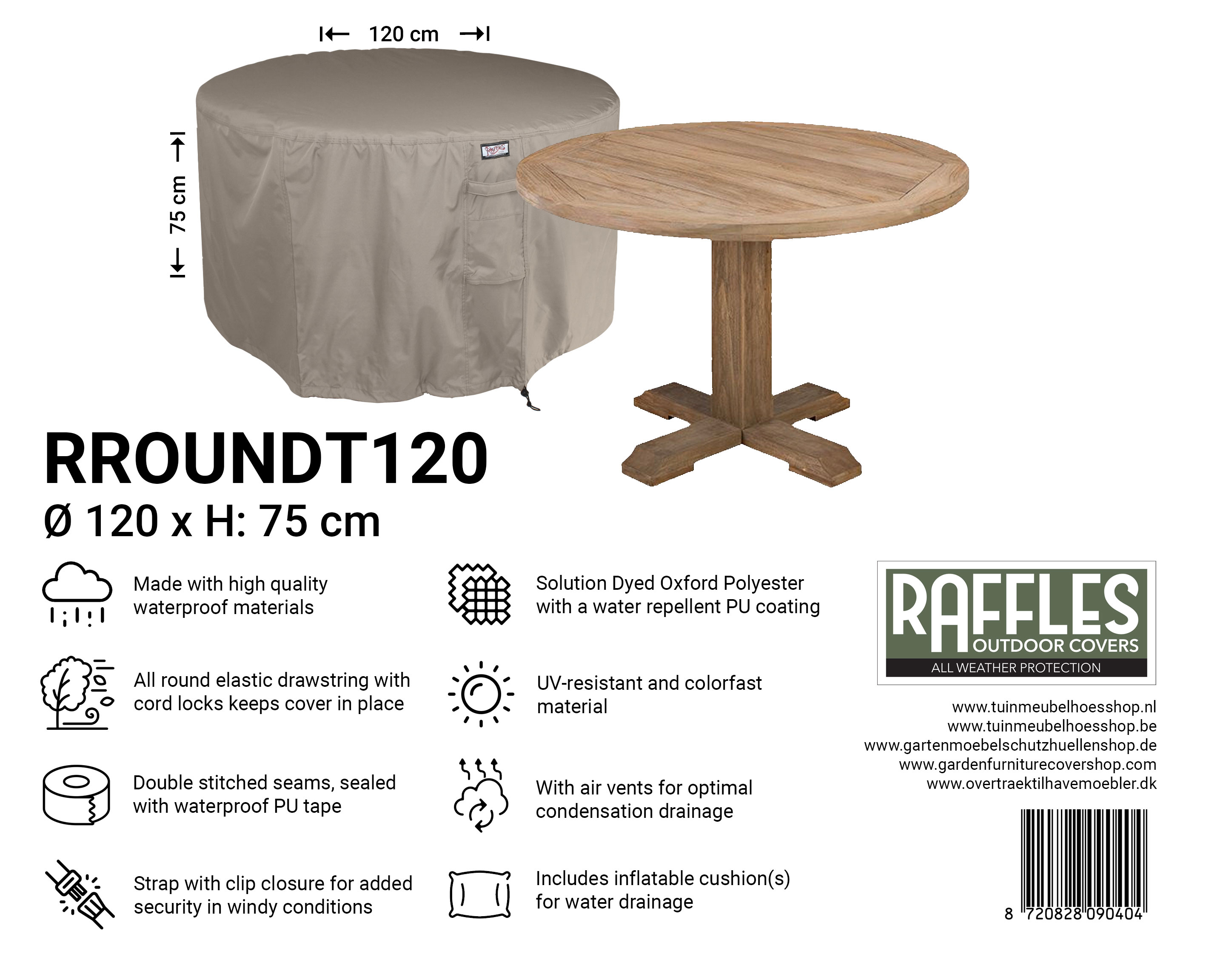 RROUNDT120 Ronde tafel hoes Ø 120 cm H: 75 cm