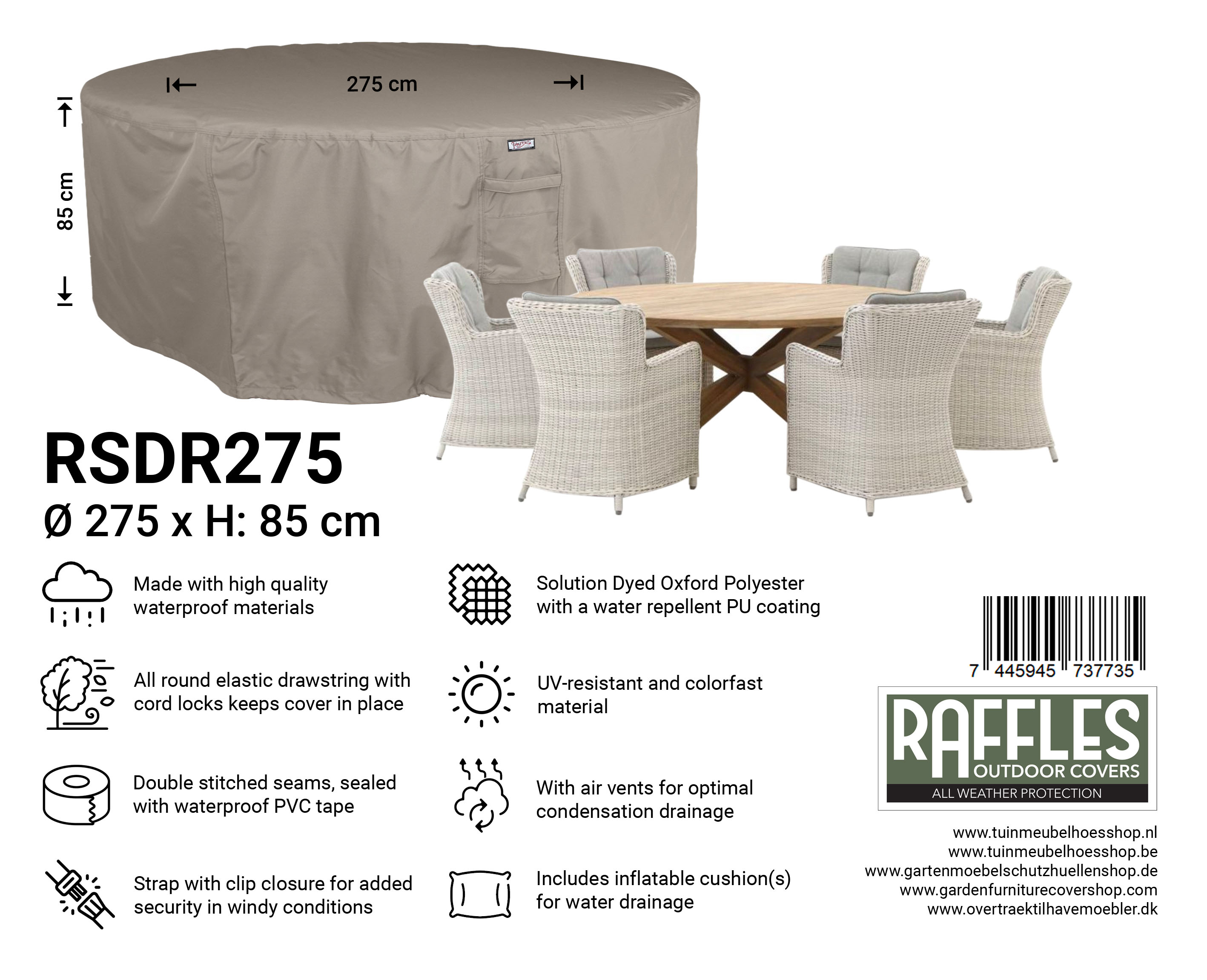 RDSR275_7445945737735vnDnxnUSGvBtl RDSR275 hoes ronde tuinset Ø 275 H: 85 cm