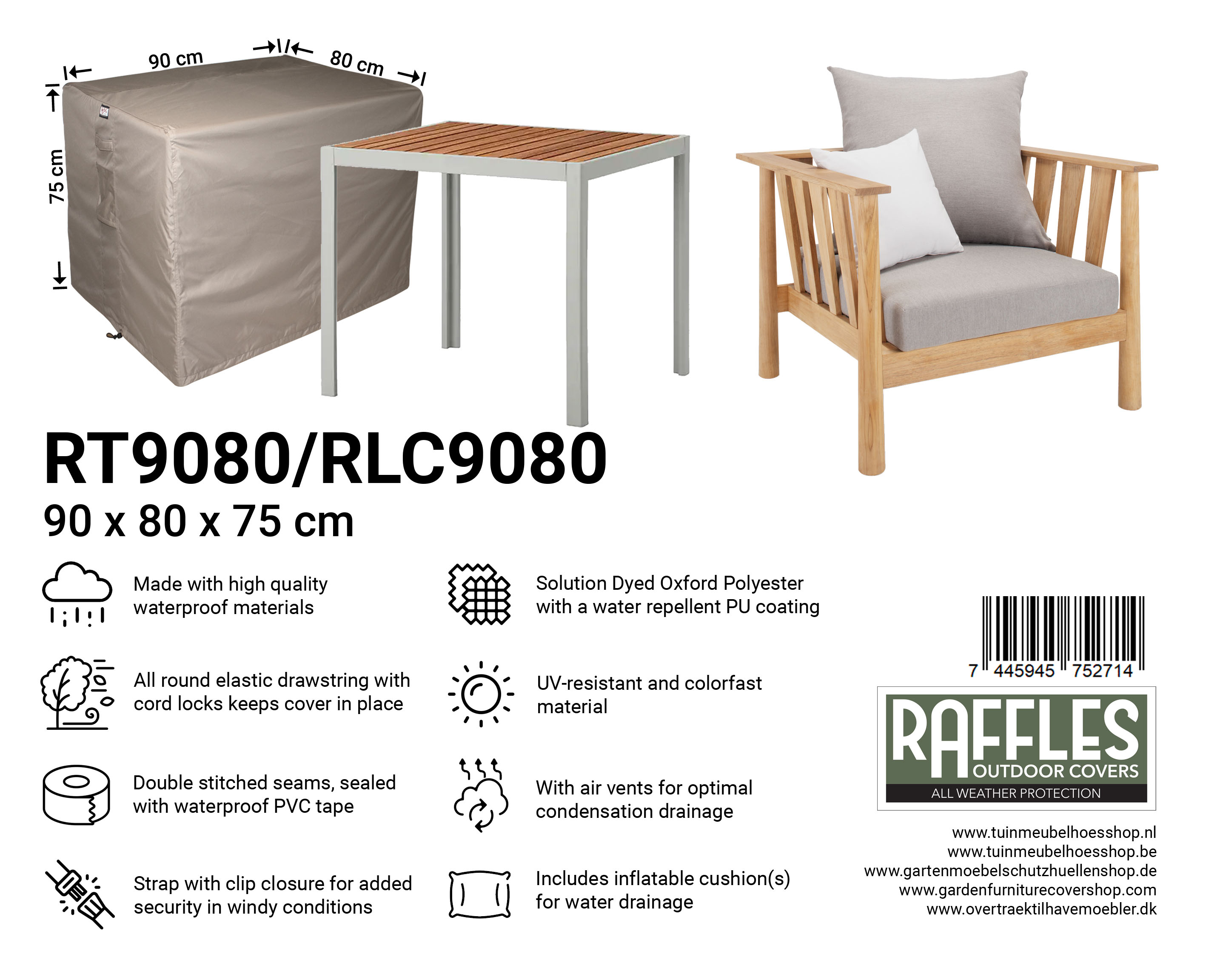 RT9080/RLC9080 beschermhoes 90 x 80 cm