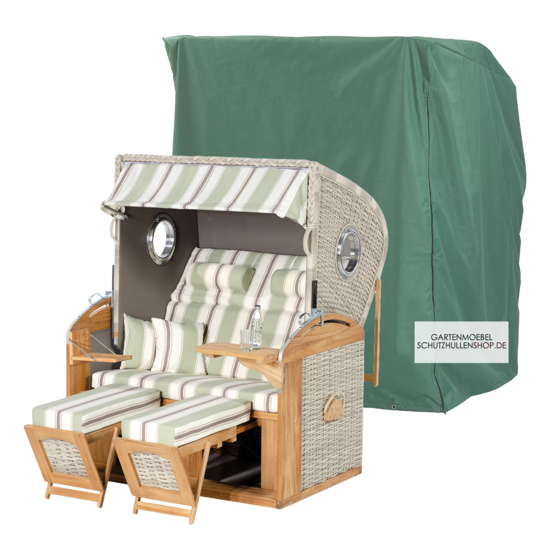 strandkorb-schutzhulle-24 Groene beschermhoes, 155 x 105 H: 160 cm, voor 2-zits XL strandkorf