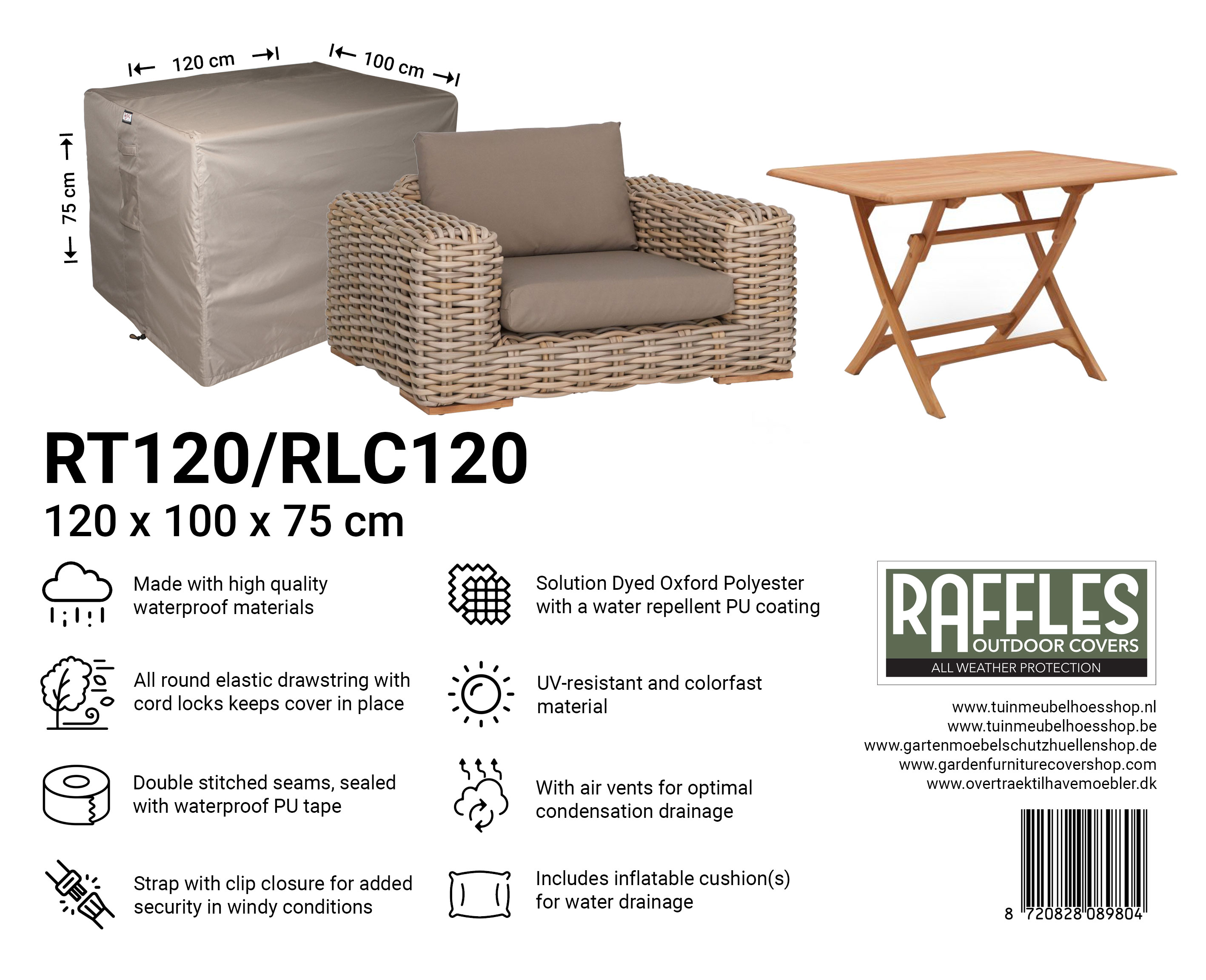 Tuintafelhoes 120 x 100 H: 75 cm Tuintafelhoes 120 x 100 H: 75 cm