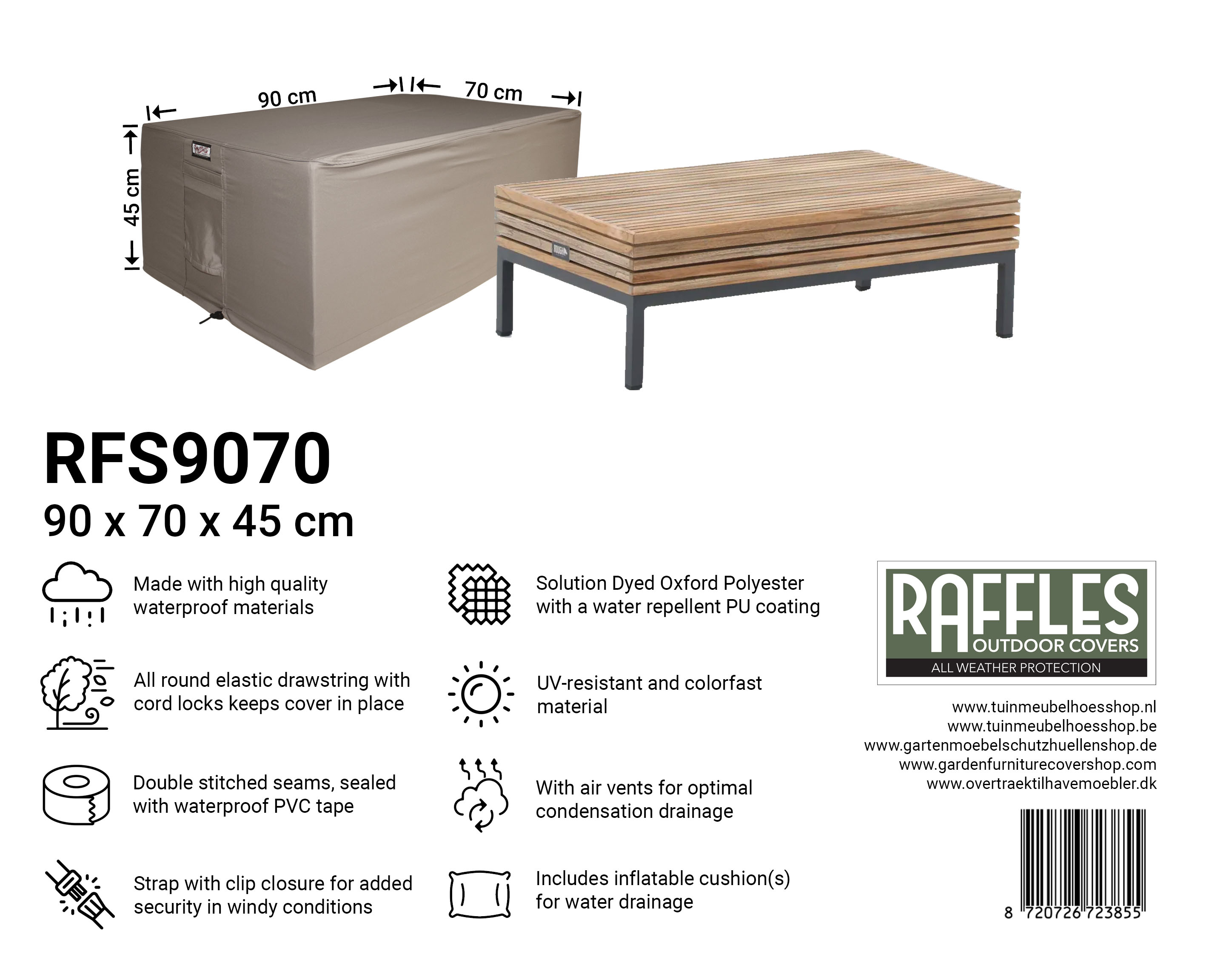 RFS9070_8720726723855 RFS9070 hoes voor bijzettafel 90 x 70 H: 45 cm