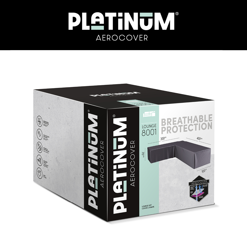 Hoekbank hoes 400 x 300 x 100 H: 70 cm - Platinum AeroCover 8001