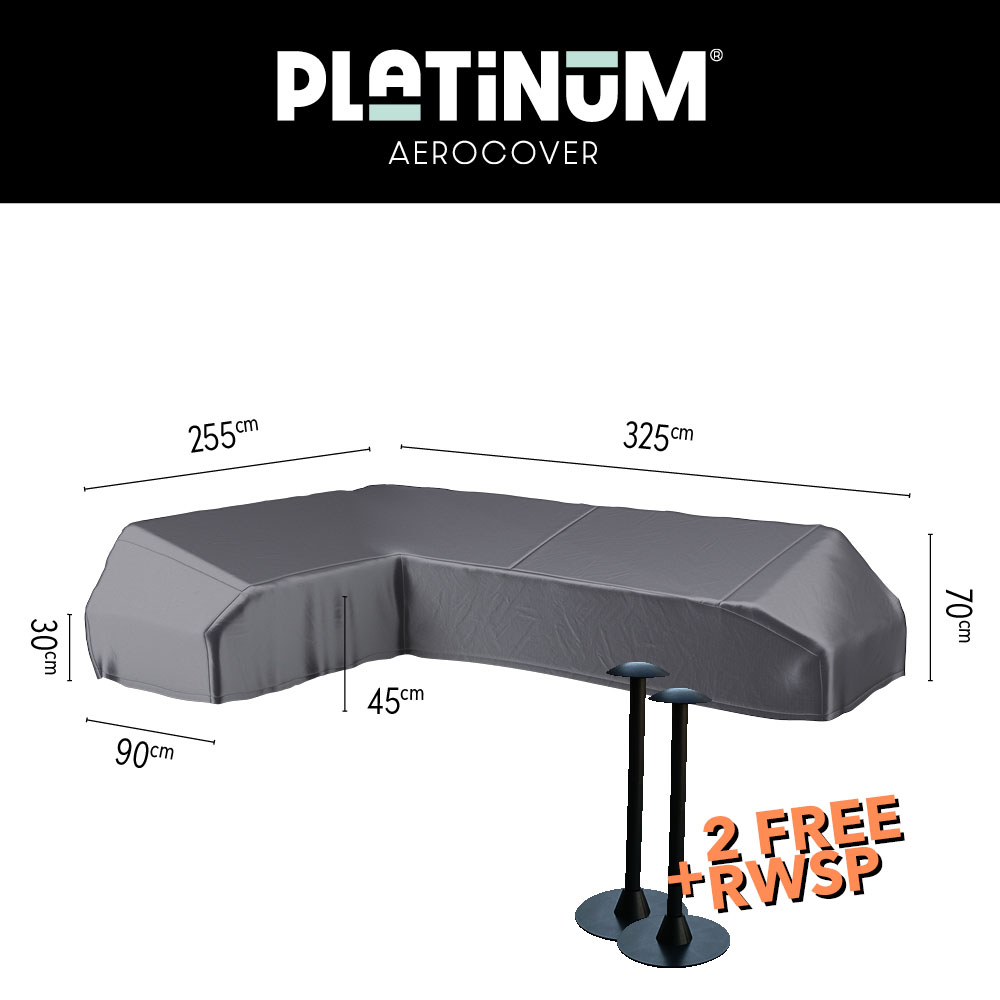 Hoes platformlounge 325 x 255 x 90 H: 30/45/70 cm Hoes platformlounge 325 x 255 x 90 H: 30/45/70 cm