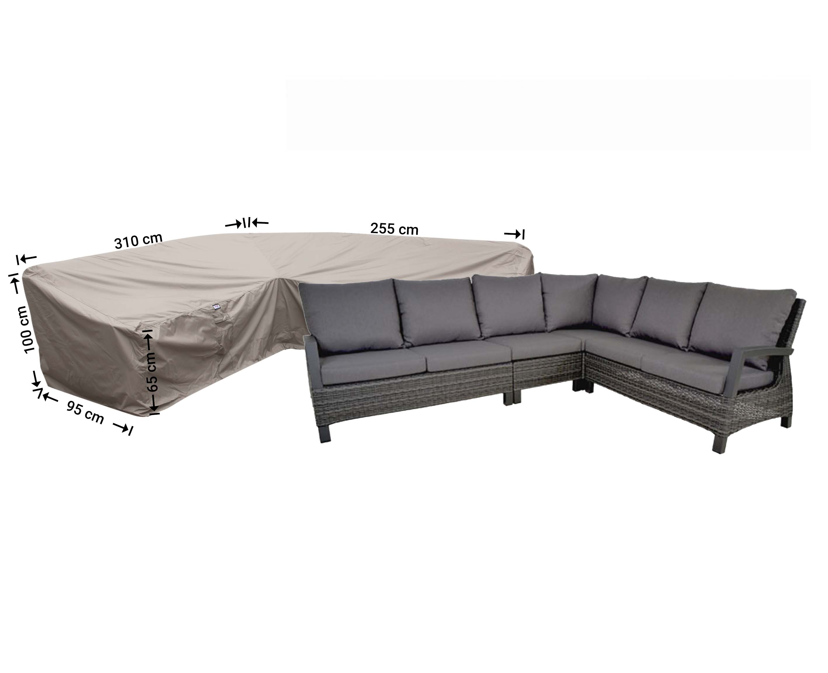 Hoes loungeset dining 310 x 255 x 95 H: 100/65 cm