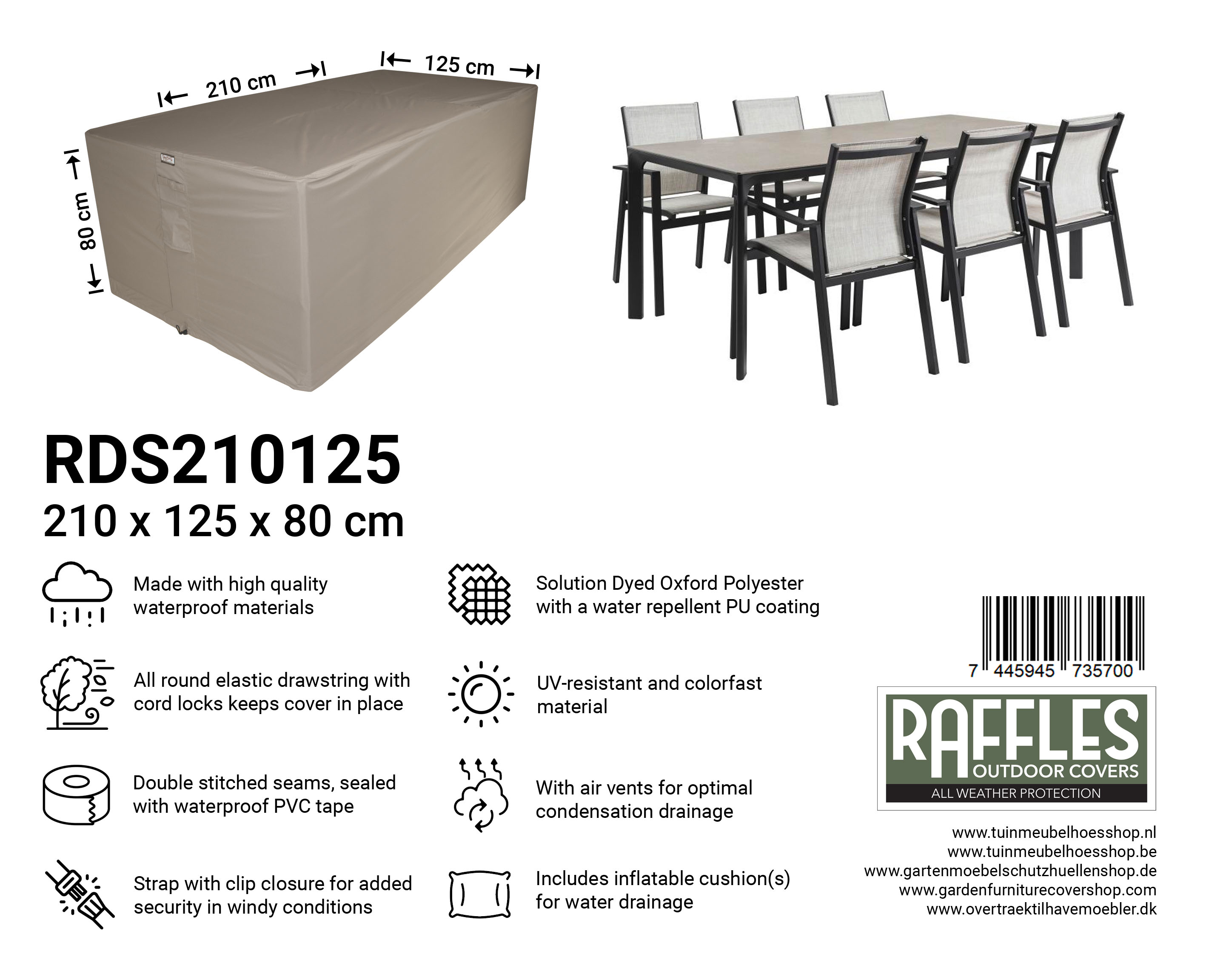 RDS210125_7445945735700xuNF8pWB7lmzr Hoes tuinset 210 x 125 H: 80 cm