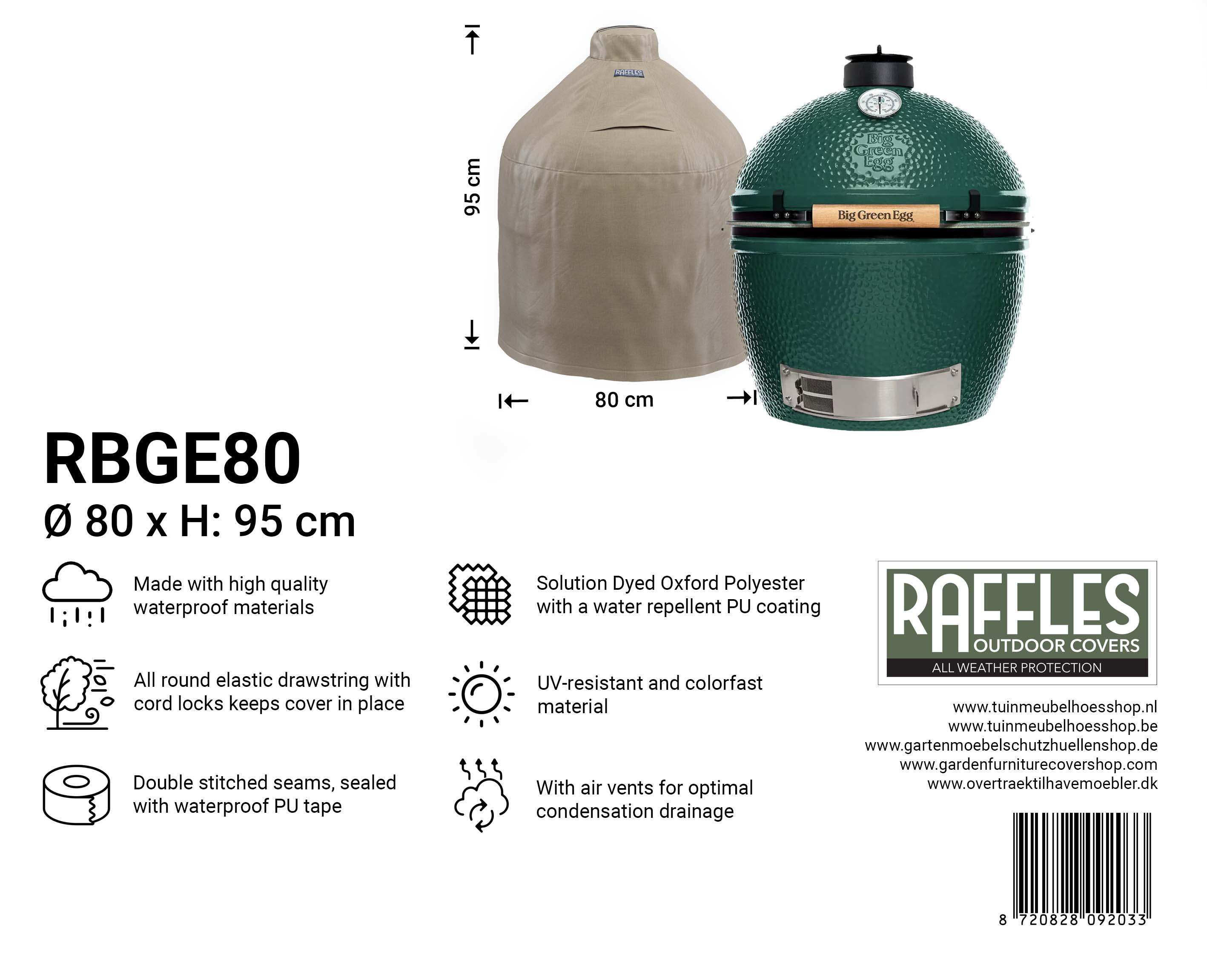 Kamado hoes Ø: 80 H: 95 cm, Big Green Egg Large en XLarge