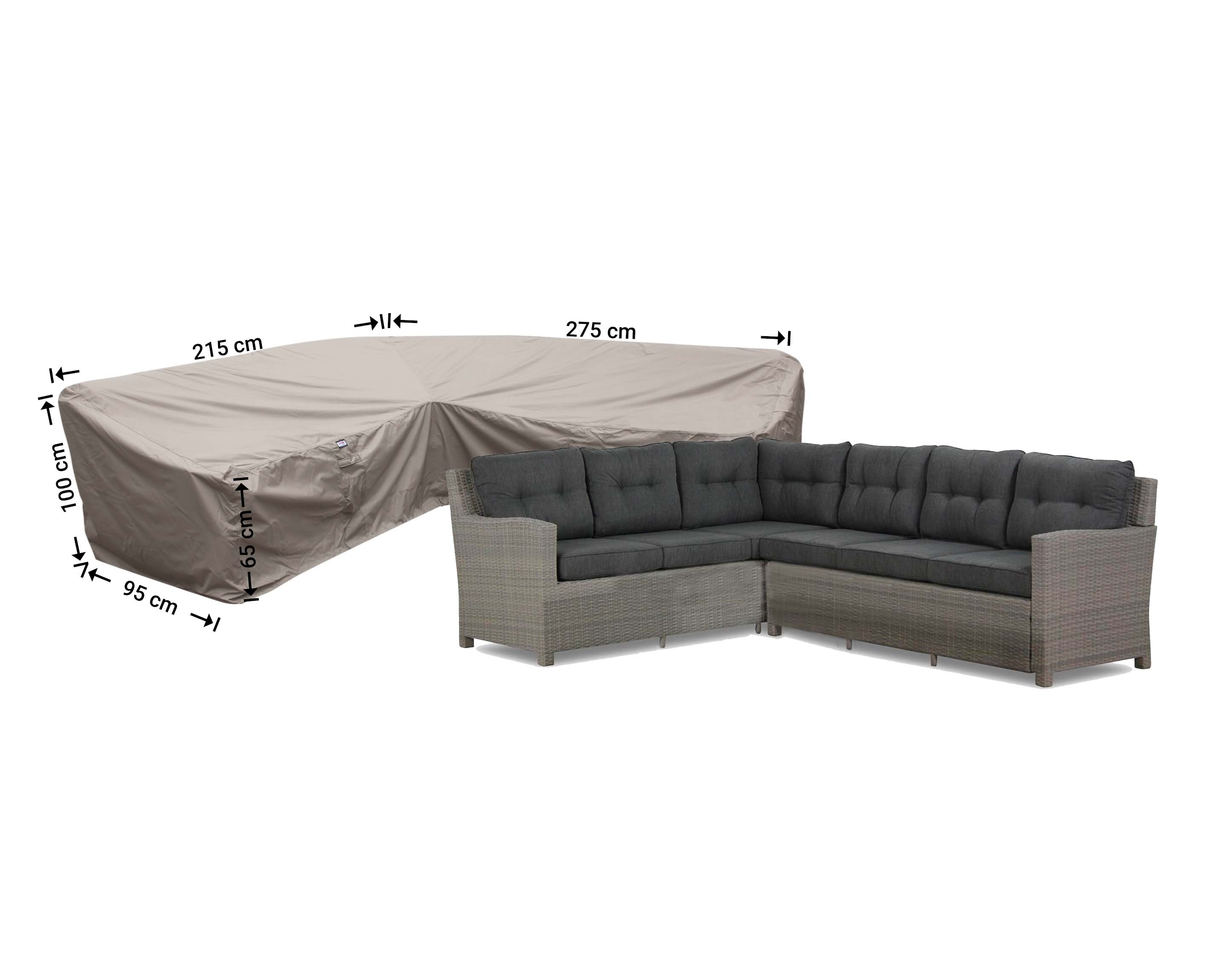 Loungesethoes dining 275 x 215 x 95 H: 100/65 cm