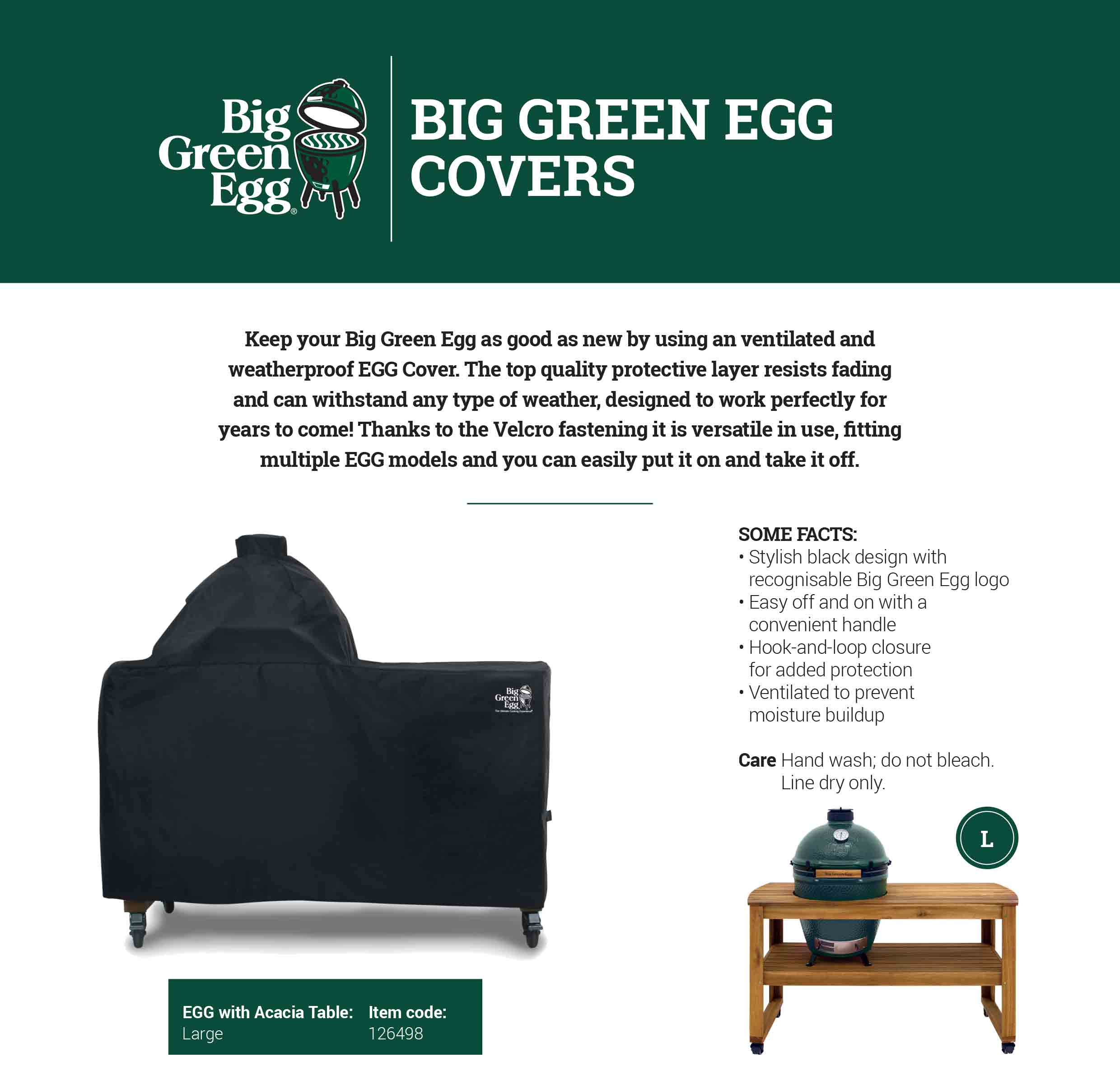 Hoes voor Big Green Egg acacia Table 150 x 65 BGE-126498