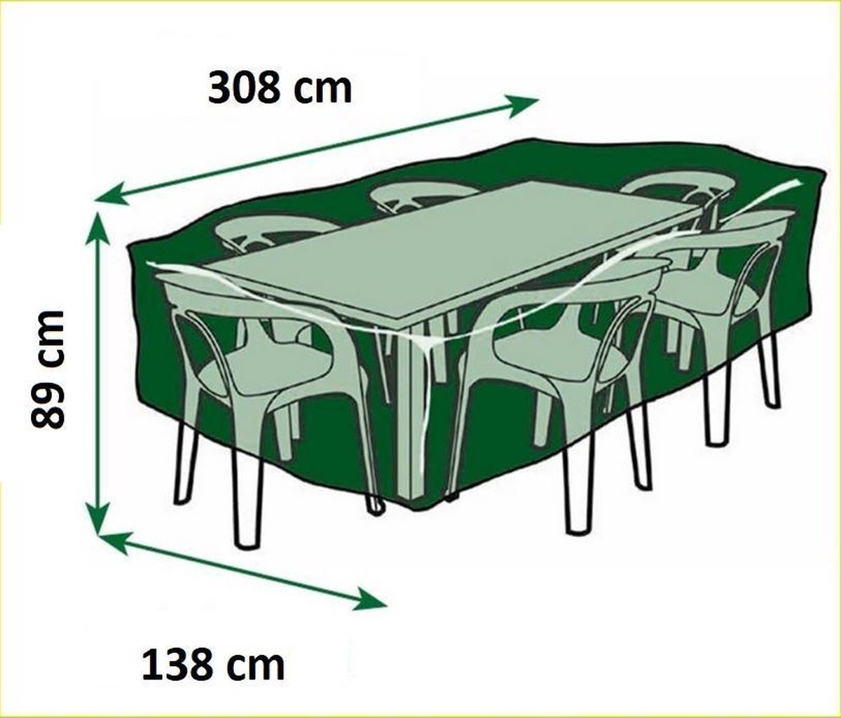 Beschermhoes tuinset 308 x 138 H: 89 cm Beschermhoes tuinset 308 x 138 H: 89 cm