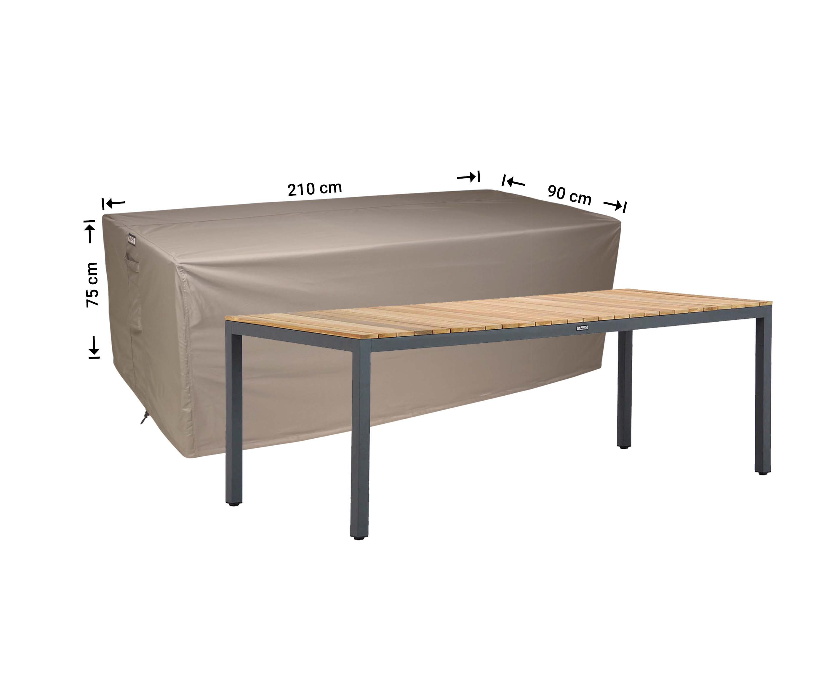 RT210small_hoes-afmetingen-meubel Beschermhoes voor tuintafel 210 x 90 H: 75 cm