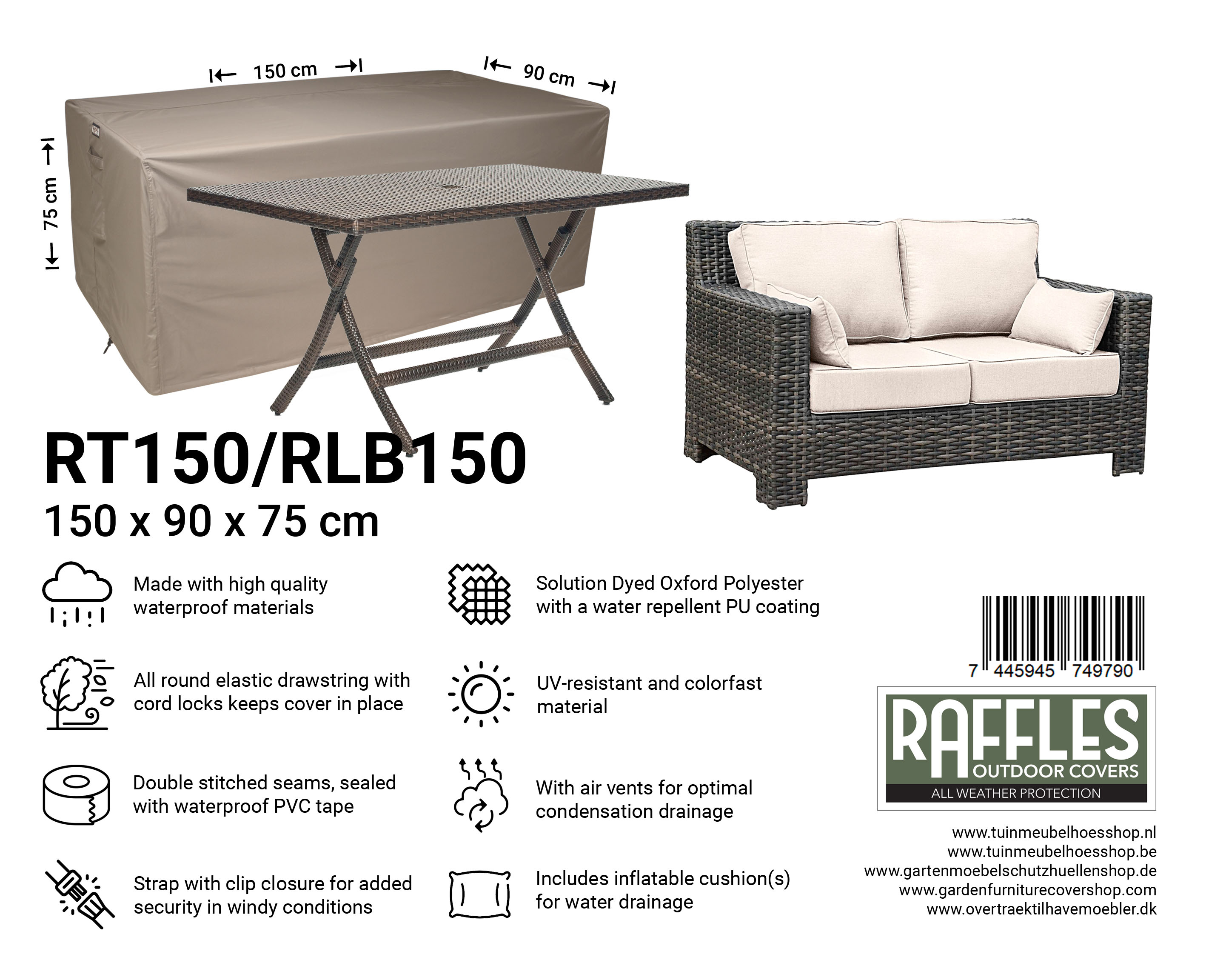 RT150-RLB150_7445945749790-7445945741794P8KxlJDjHW5Vk Rechthoekige beschermhoes 150 x 90 H: 75 cm