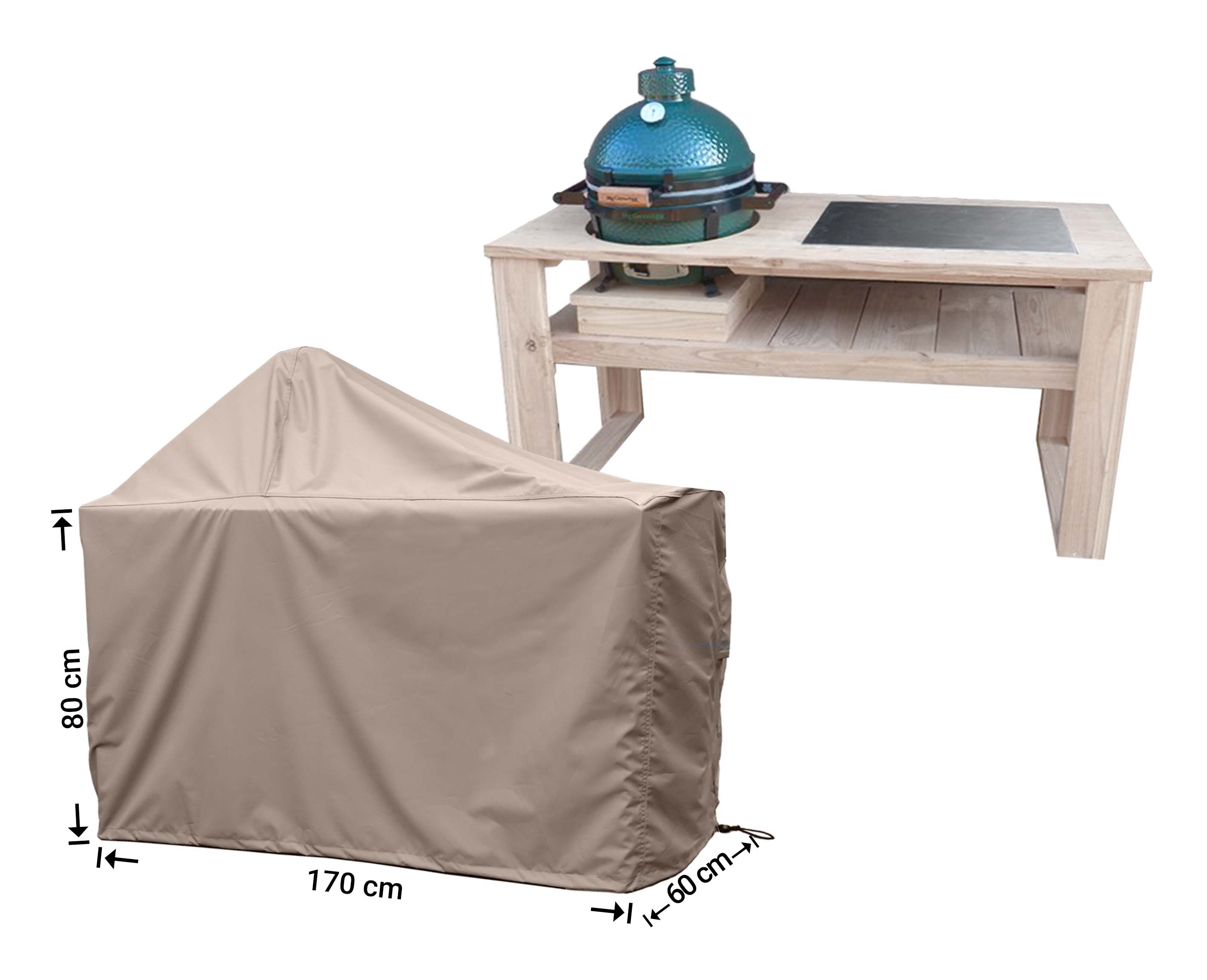 RBGE170_hoes-bbq Hoes voor Big Green Egg Kamado 170 x 60 H: 80/140 cm