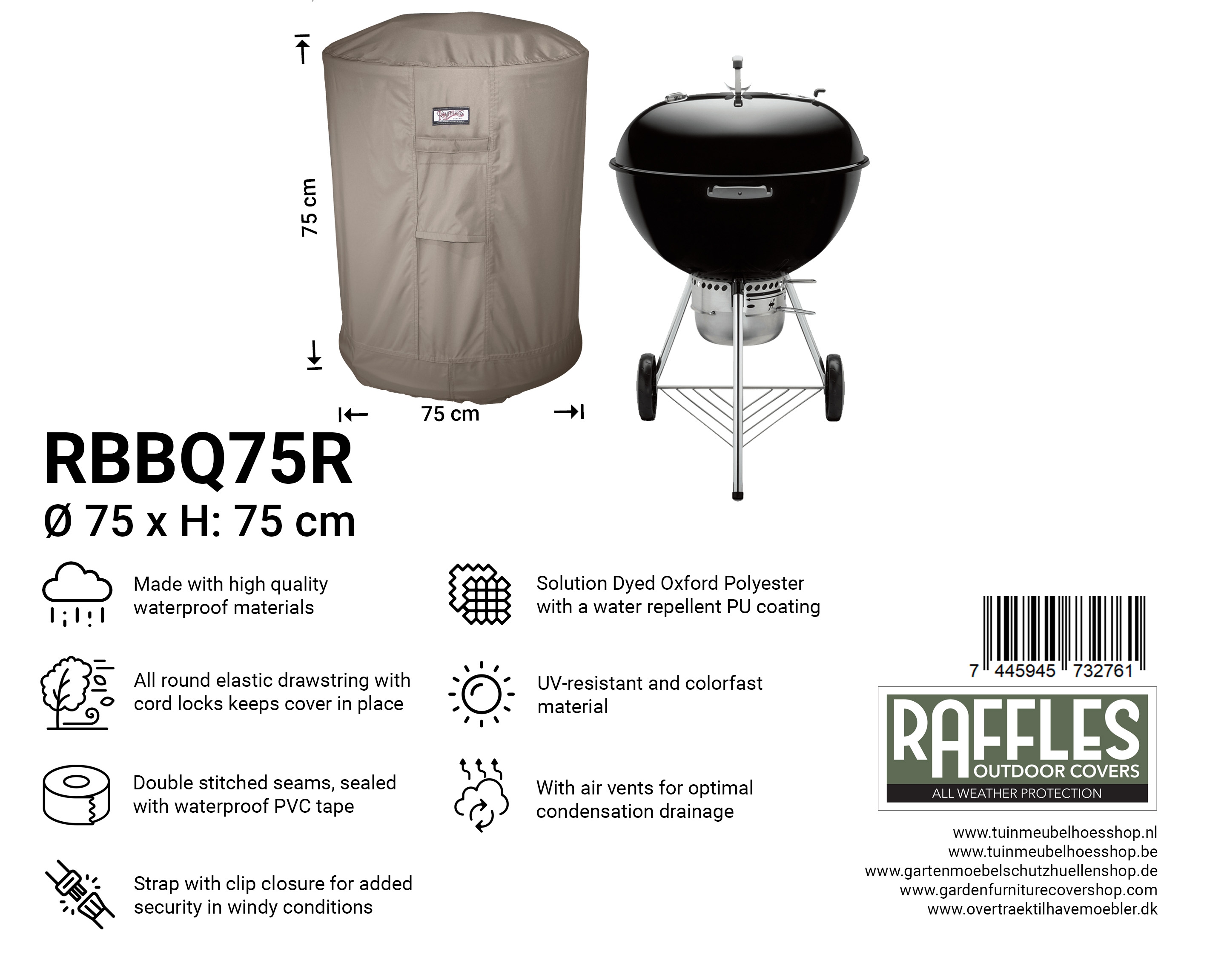 RBBQ75r_7445945732761 Hoes voor ronde BBQ Ø 75 H: 75 cm