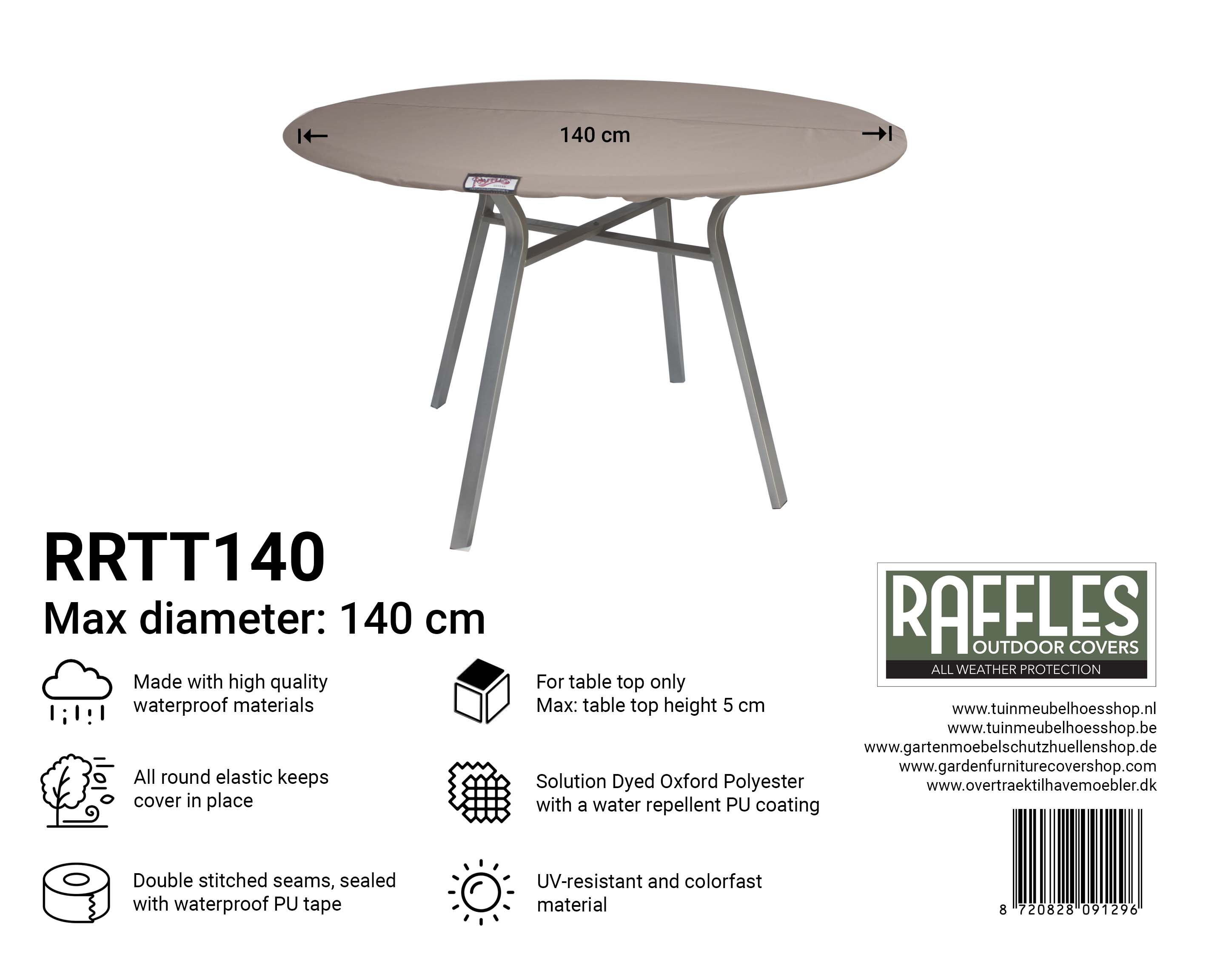 Tafelbladhoes rond Ø: 140 cm Tafelbladhoes rond Ø: 140 cm