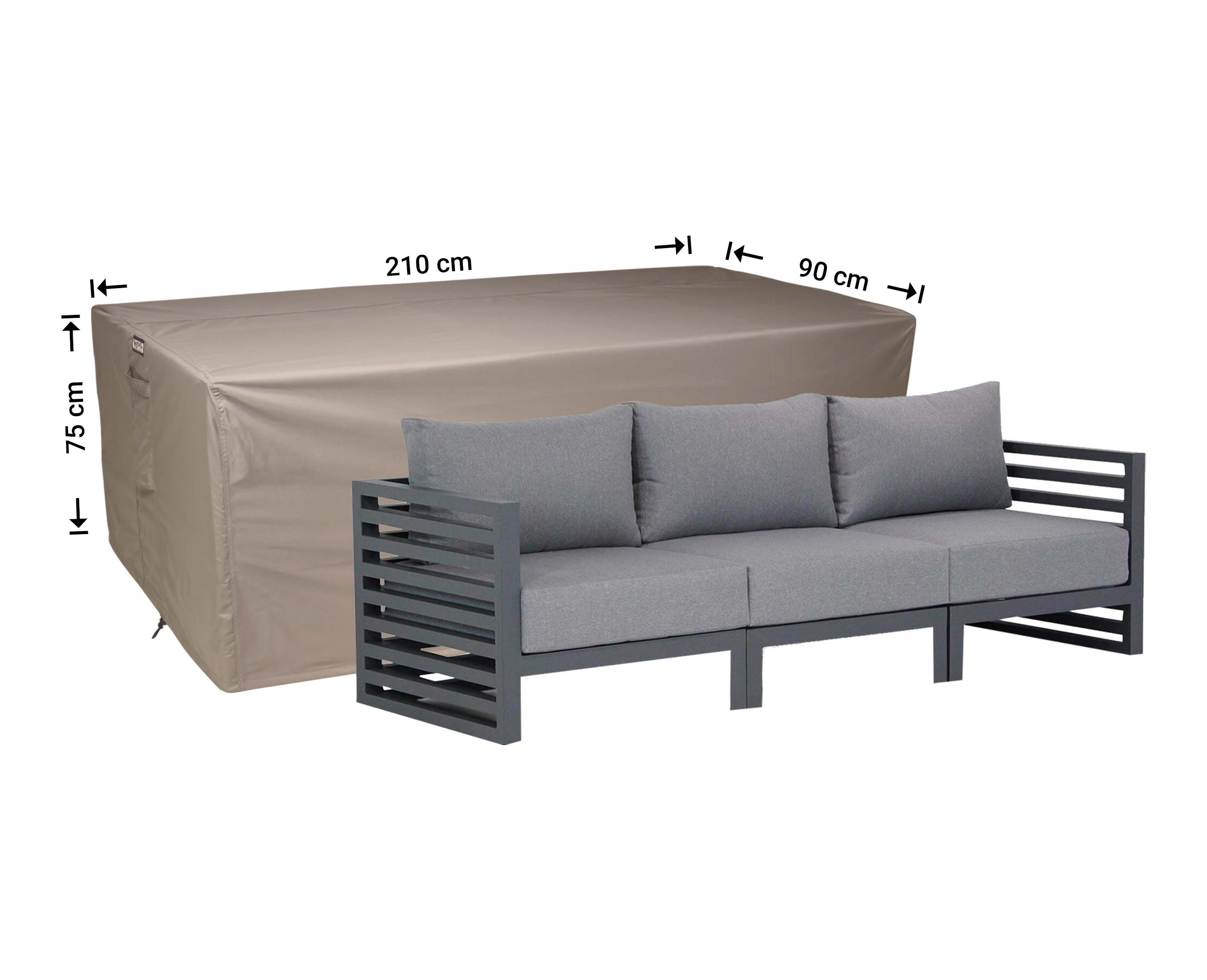 RLB210small_hoes-afmetingen-meubel Loungebank hoes 210 x 90 H: 75 cm