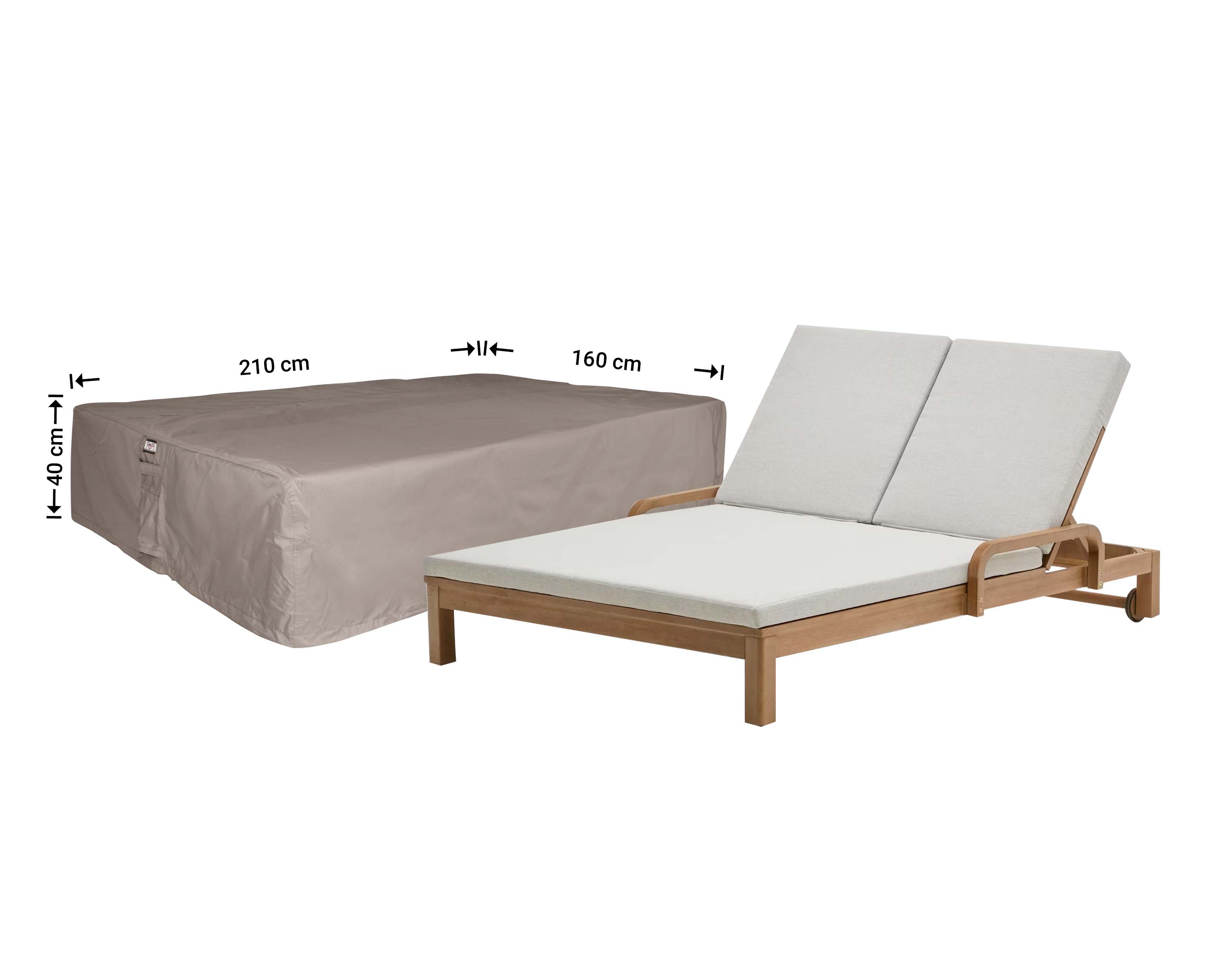 Ligbedhoes 210 x 160 H: 40 cm, 2-persoons Ligbedhoes 210 x 160 H: 40 cm, 2-persoons