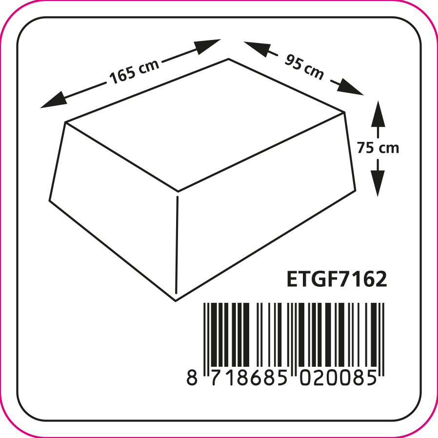 Beschermhoes rechthoekige tafel 165 x 95 H: 75 cm Beschermhoes rechthoekige tafel 165 x 95 H: 75 cm